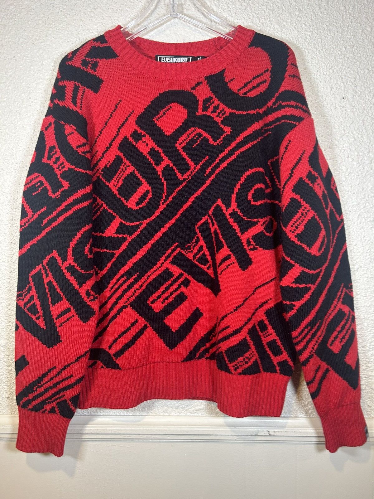image of Evisu x Kuro Knit Crewneck in Red, Men's (Size Medium)
