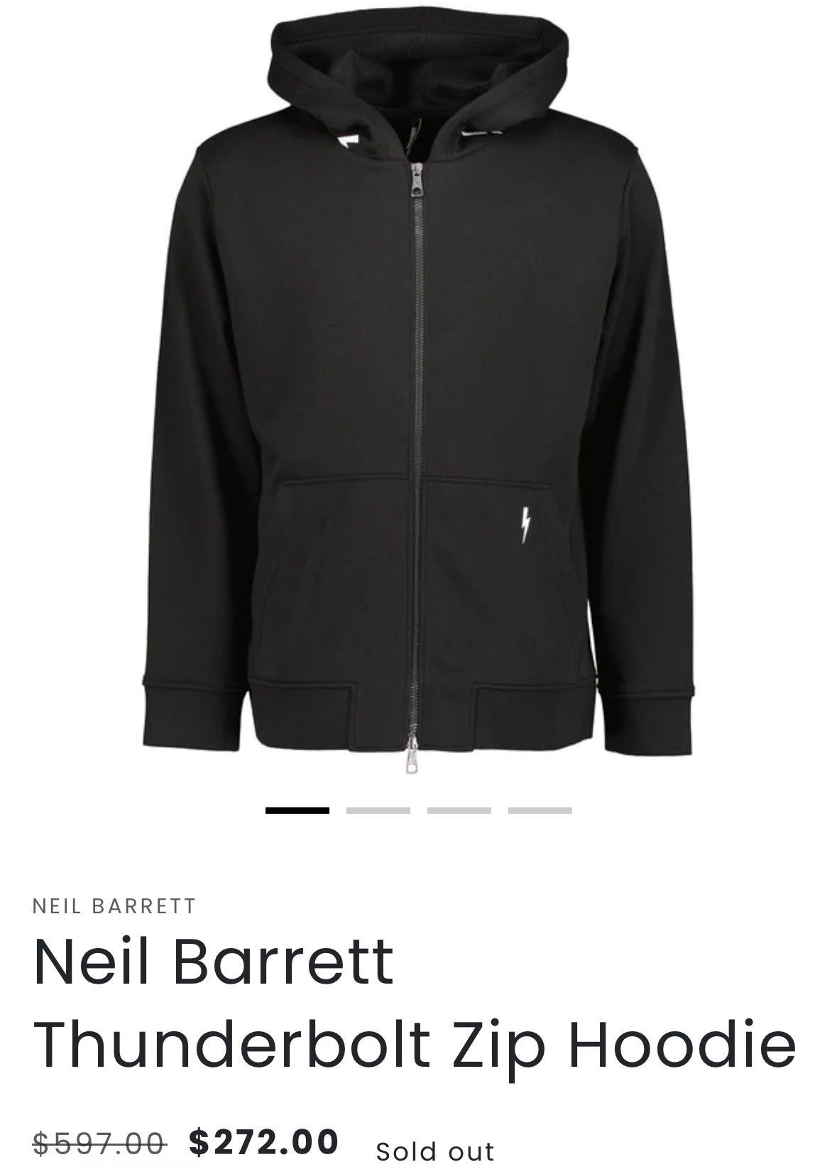 Neil Barrett Neil Barrett Thunderbolt Zip Hoodie M Size US M / EU 48-50 / 2 - 5 Thumbnail