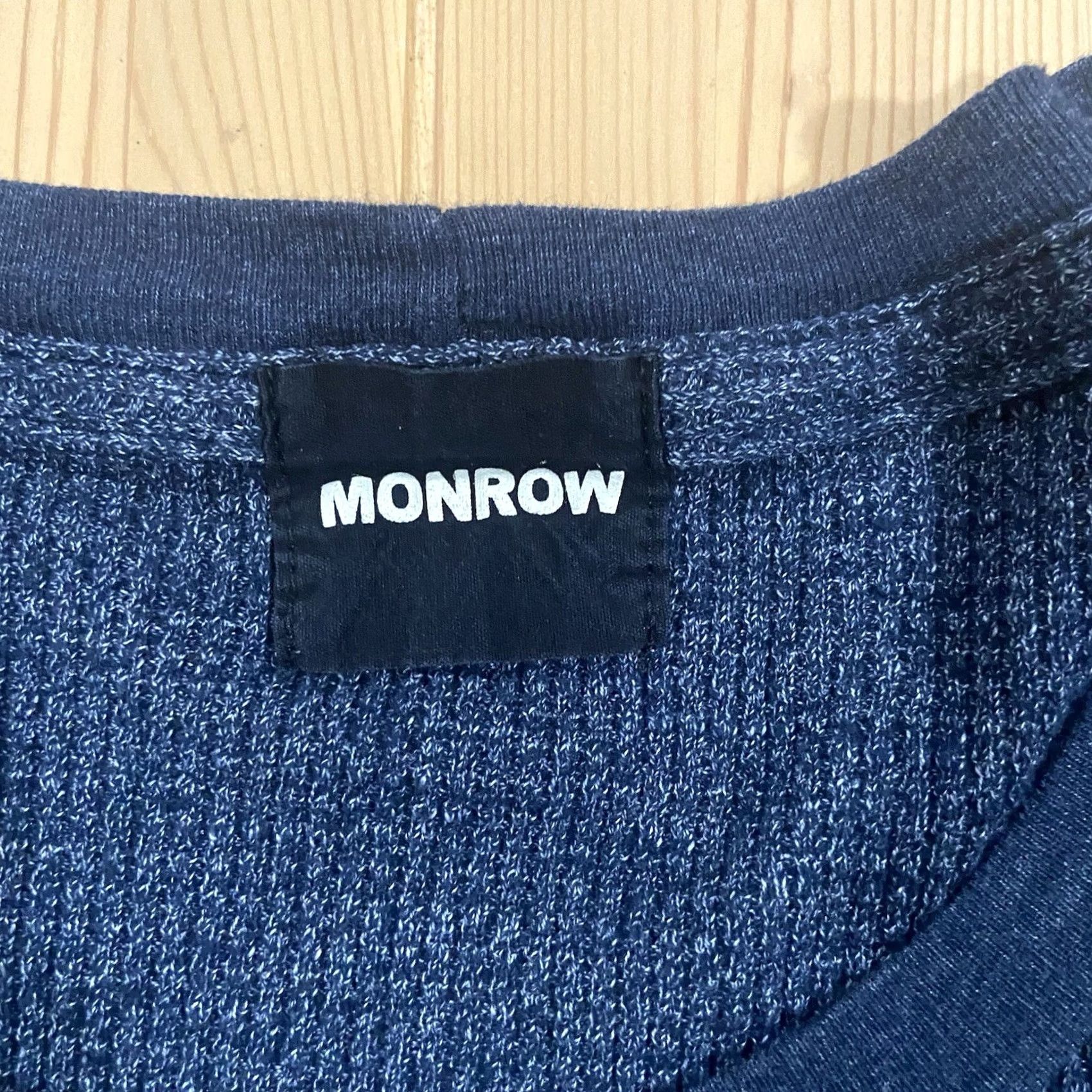 MONROW Monrow Top Womens 2XL Blue Knit Crew Neck Long Sleeve T-Shirt Casual Shirt Cropped Regular Size XXL / US 16-18 / IT 52-54 - 5 Thumbnail