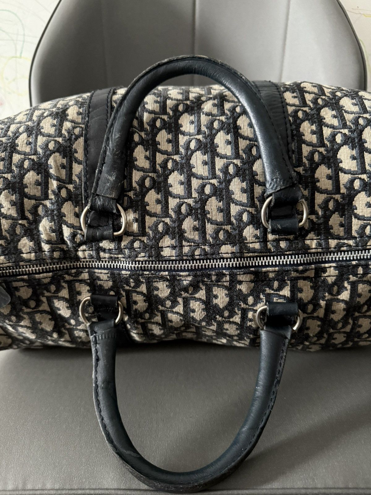 Dior Vintage Christian Dior Dark Blue Monogram Small Duffle Bag Size ONE SIZE - 8 Thumbnail