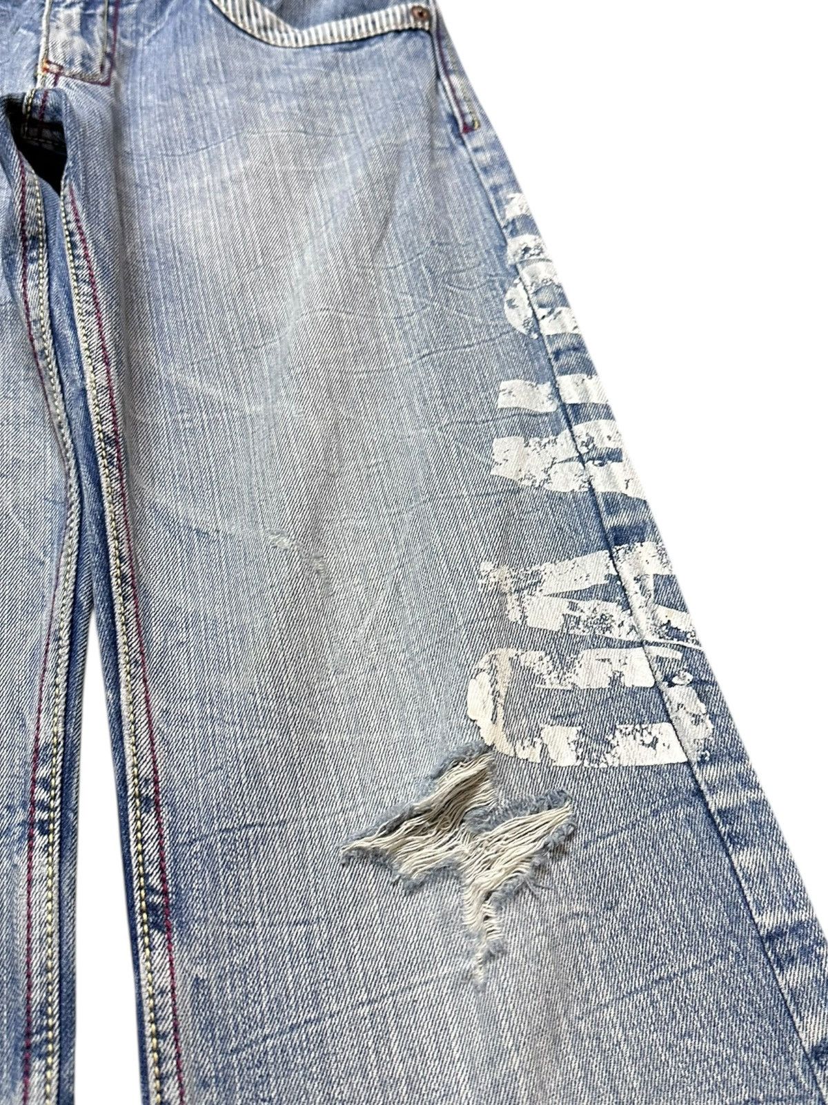 SUNSEA Vintage Sun Lucas Faded Printed Surf Distressed Denim Size US 30 / EU 46 - 5 Thumbnail