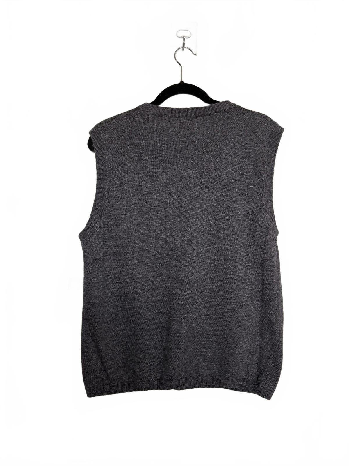 Arrow 90s Fine Charcoal Gray Sleeveless Sweater Vest Size US L / EU 52-54 / 3 - 4 Thumbnail