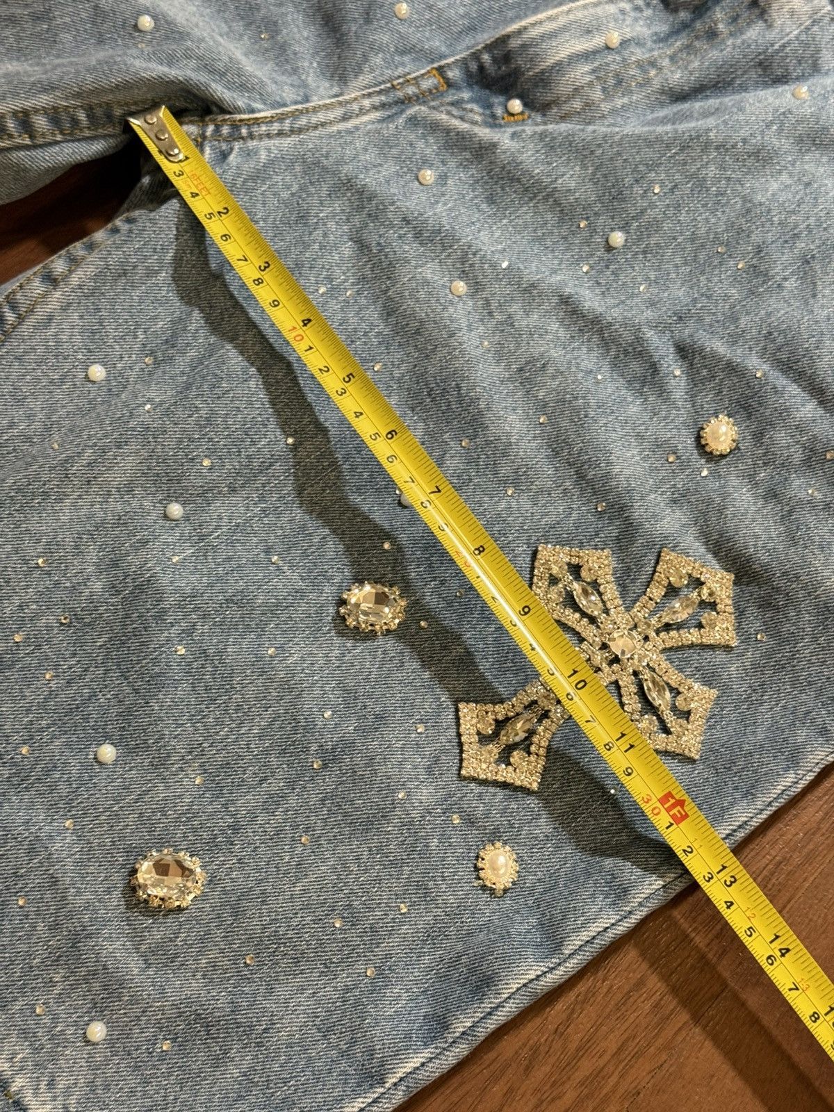 Other Billionaire Dreams Crystal Blue Denim Shorts Size US 38 / EU 54 - 16 Thumbnail