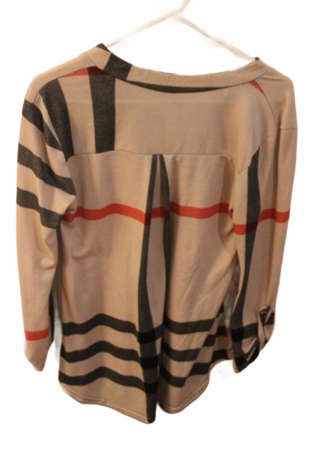 Lilly Dache Lildy Long Sleeve Beige Plaid Patterned Blouse Women's S/M Size S / US 4 / IT 40 - 3 Thumbnail