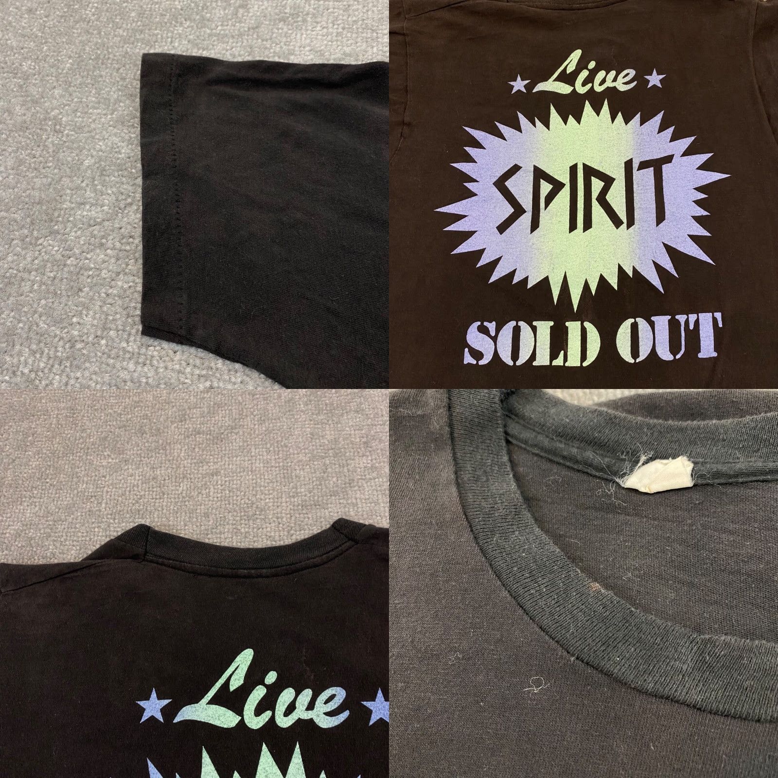 ESPIRIT VINTAGE Spirit Live Shirt Mens Small Black Guitar Sold Out Graphic Tee 90s 80s Size US S / EU 44-46 / 1 - 8 Thumbnail