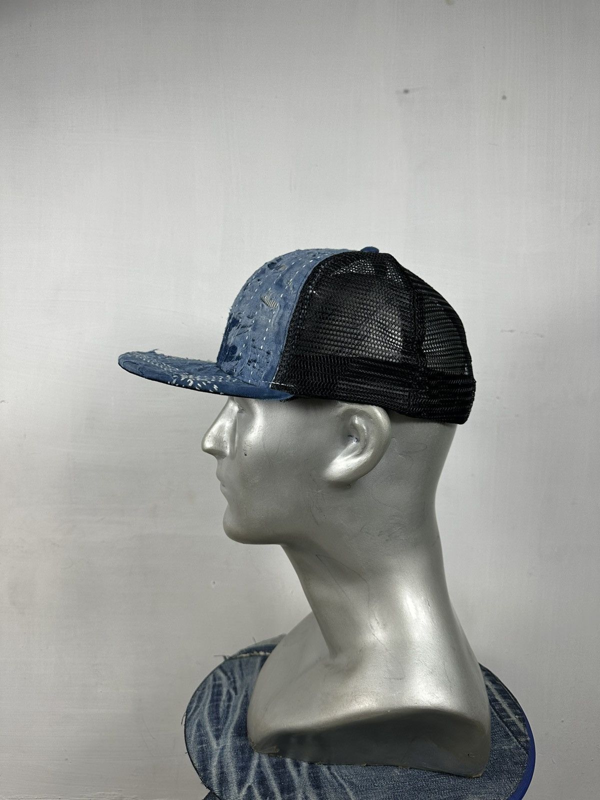 Handmade Custom Made Distressed Patchwork Boro Trucker hats Size ONE SIZE - 9 Thumbnail