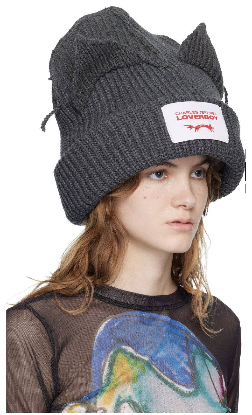 Charles Jeffrey LOVERBOY Charles Jeffrey Loverboy Gray Supersized Chunky Ears beanie Size ONE SIZE - 2 Thumbnail