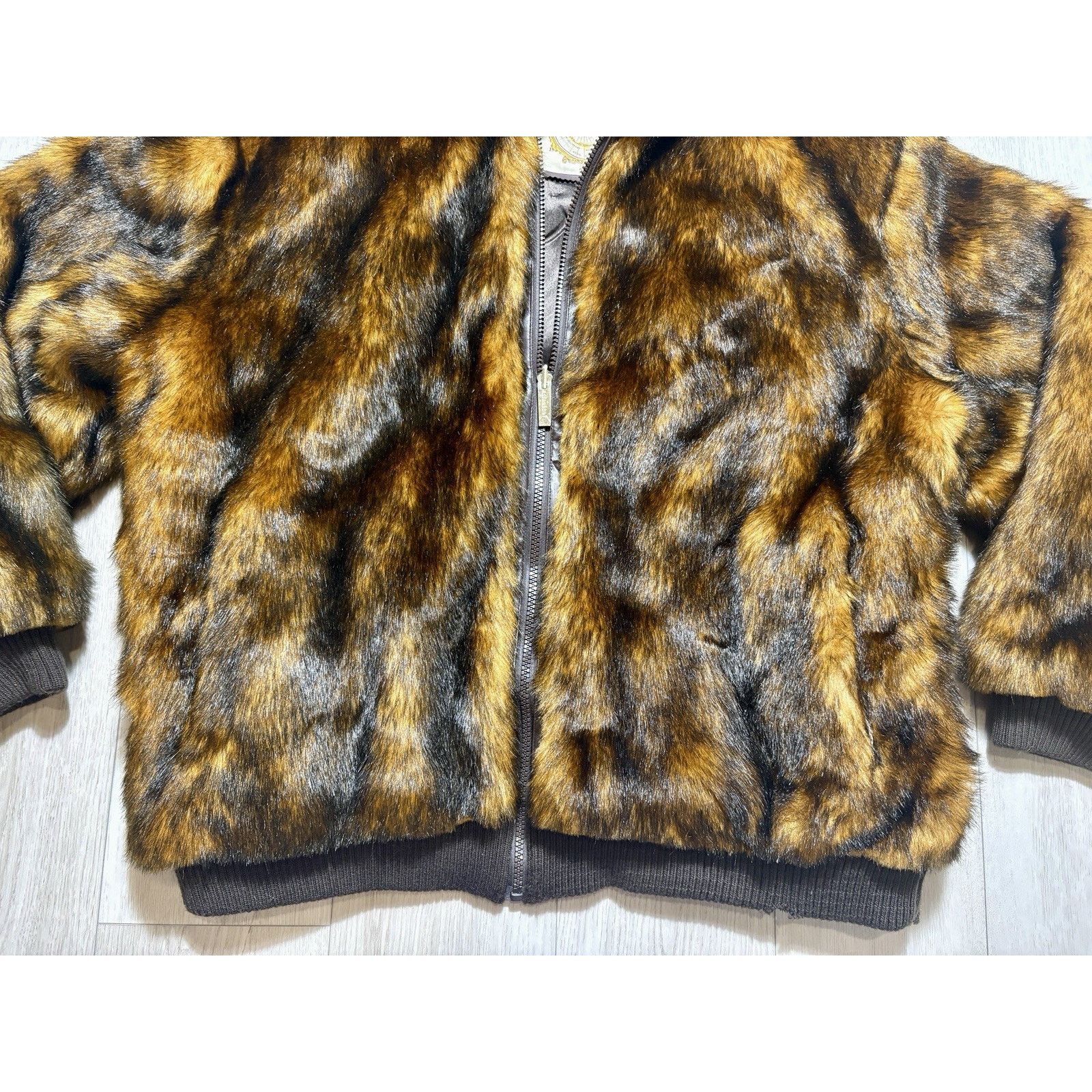 Other VTG Faux Fur Jacket 2XL Hooded Fox Pattern Bomber Oversized Size US XXL / EU 58 / 5 - 9 Thumbnail
