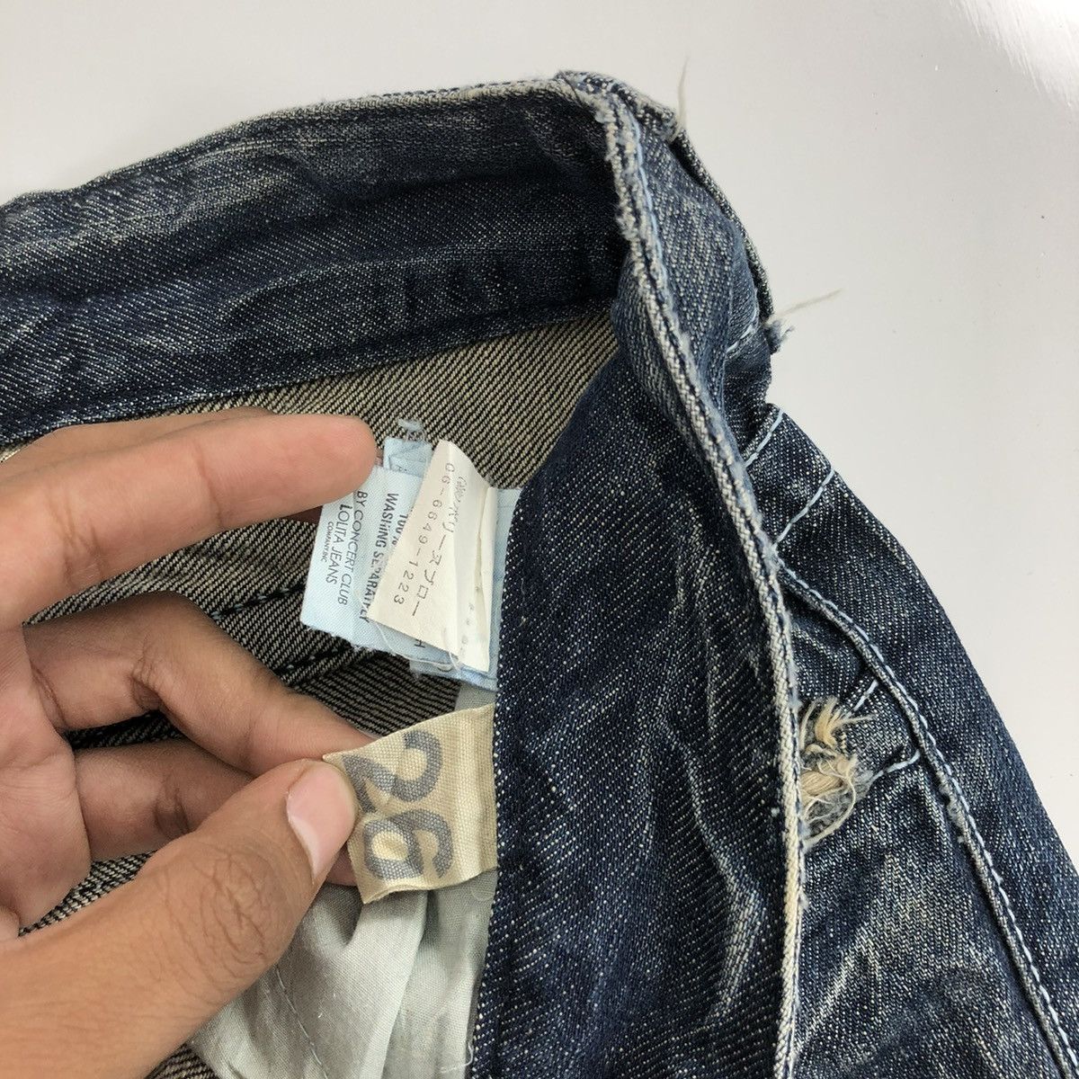If Six Was Nine × Le Grande Bleu (L.G.B.) × Vintage Vintage Lolita Exotic Flared Jeans Distressed Faded Denim Size US 27 - 10 Thumbnail
