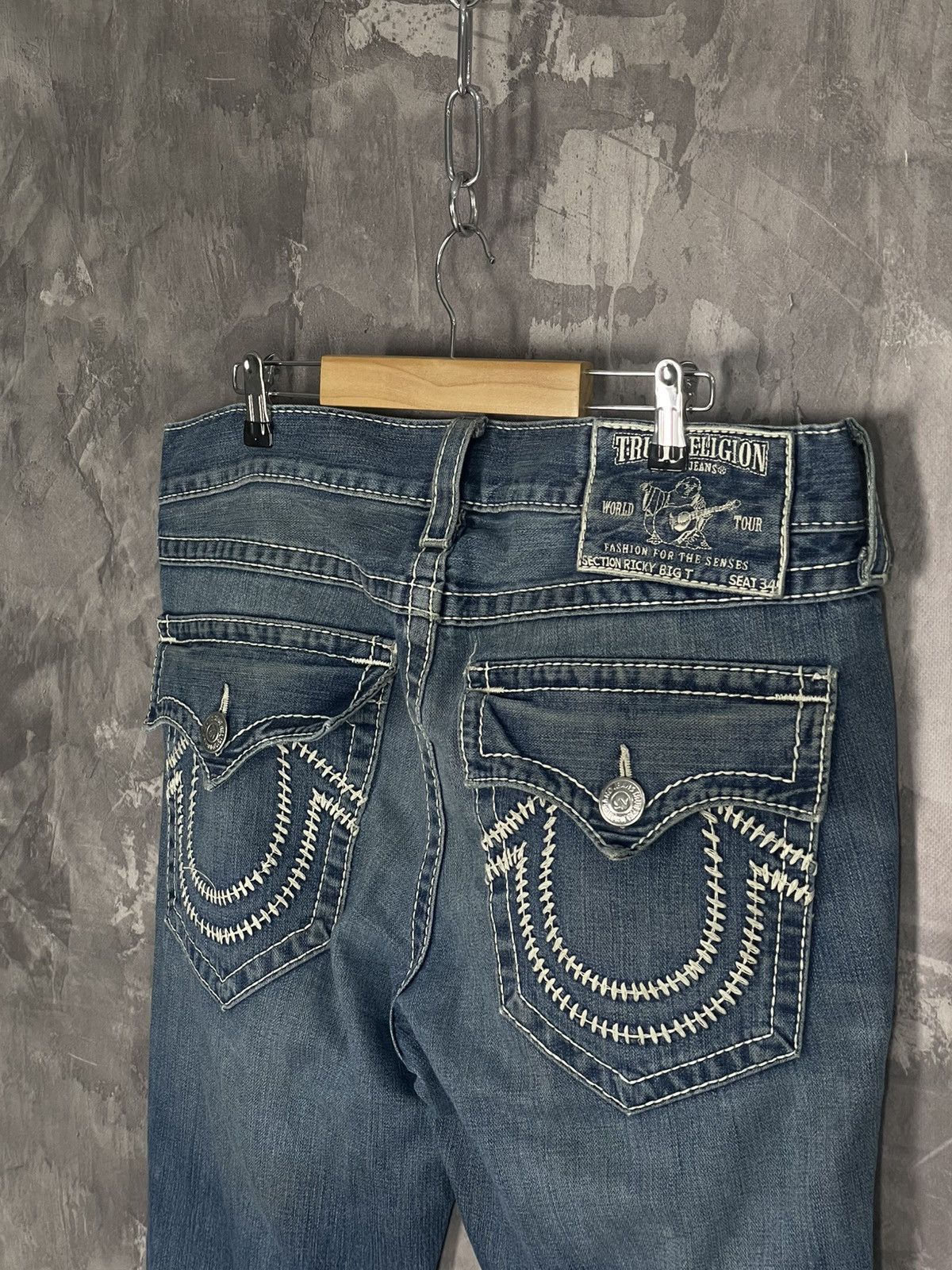 Japanese Brand × True Religion 💥Y2K Vintage True Religion White Stitch Rare Straight Jeans Size US 36 / EU 52 - 6 Thumbnail