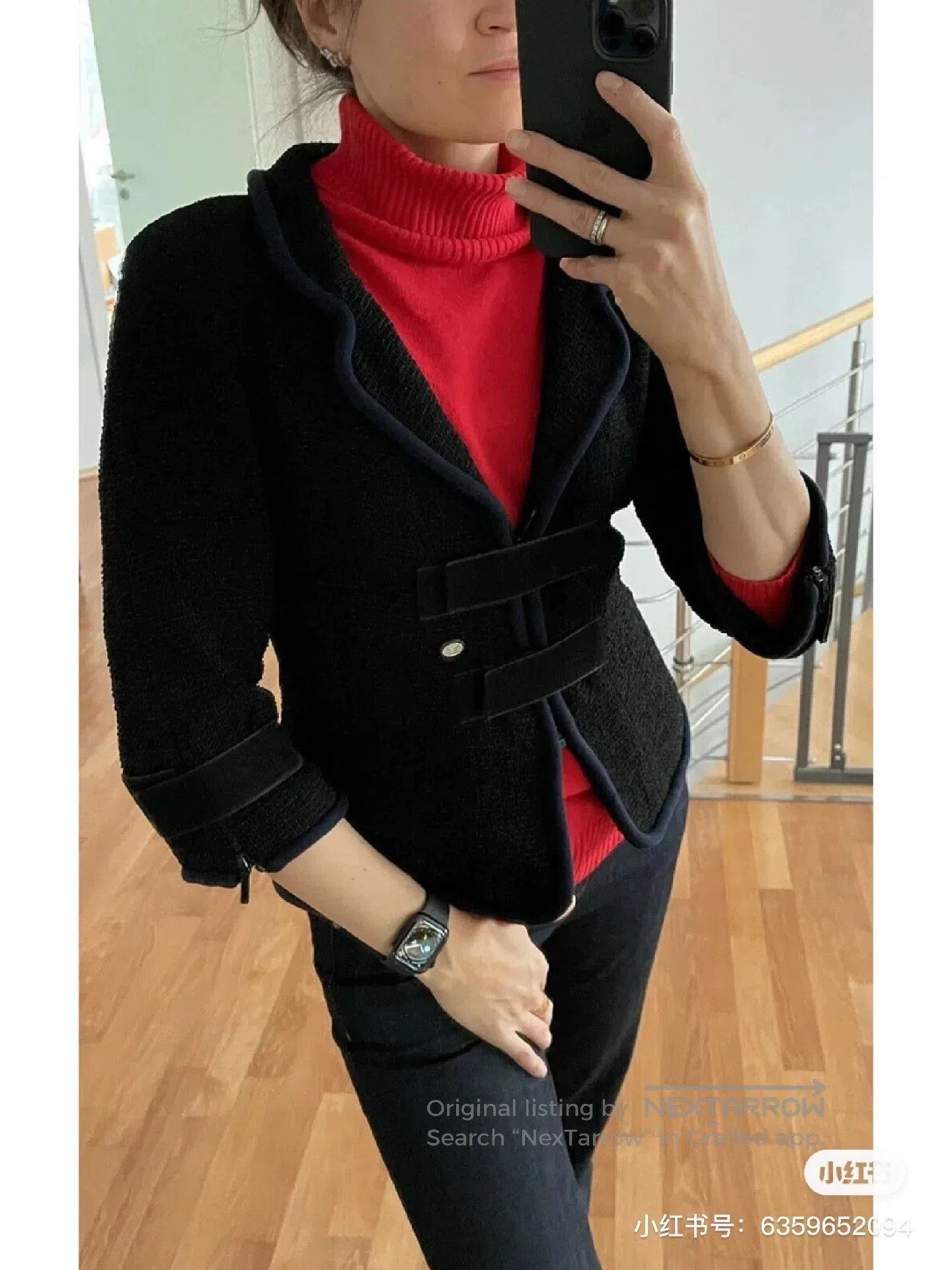 Chanel Chanel Black and Blue Edge Outerwear Coat. Size US S / EU 44-46 / 1 - 7 Thumbnail