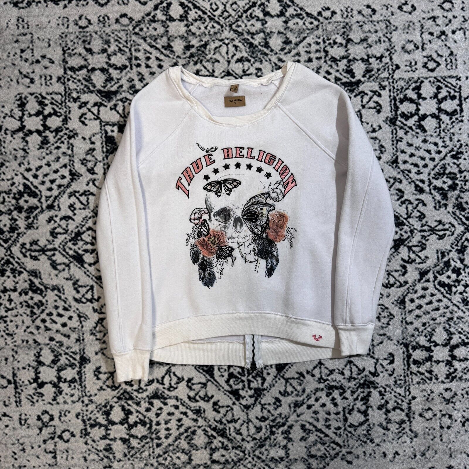 True Religion × Vintage True Religion Unisex White Cotton Crewneck Size XS Skull Zip Size US XS / EU 42 / 0 - 1 Thumbnail