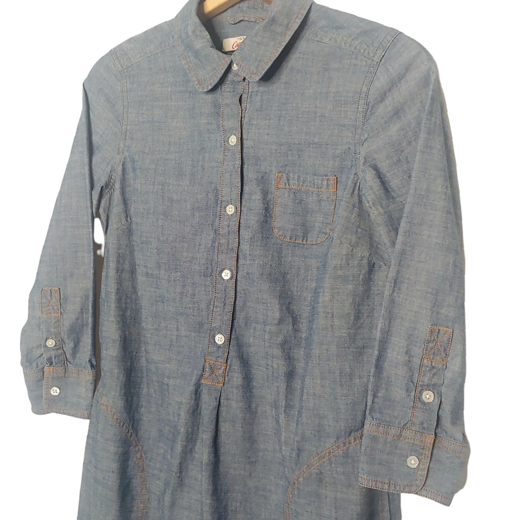 Lands' End Lands' End Shirt Dress Womens 2 Chambray Button Collar Blue Long Sleeve Dress Length Knee Length Casual Business Party/Cocktail Travel Womens Size XS / US 0-2 / IT 36-38 - 4 Thumbnail