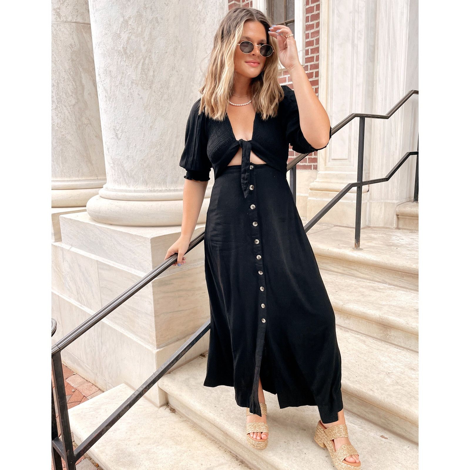 Free People New Free People FP String Of Hearts Maxi Dress $168 XS Black Size XS / US 0-2 / IT 36-38 - 2 Thumbnail