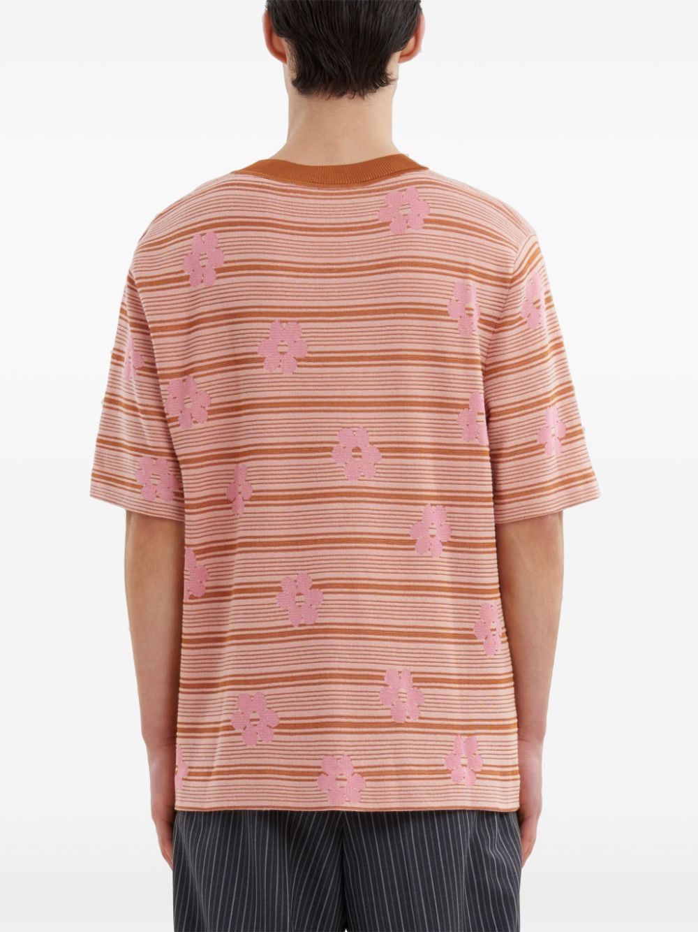Marni o1w1db11025 Intarsia-Logo Knitted Cotton T-Shirt in Orange Size US M / EU 48-50 / 2 - 3 Thumbnail