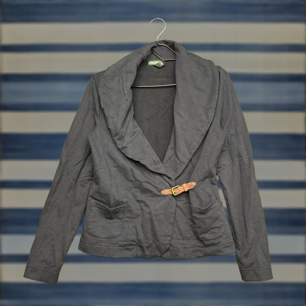 Ralph Lauren VINTAGE Lauren Jeans Co Jacket Blazer Womens Small Black Buckle Front Shawl Collar LRL Buckle Button Short Sleeve Regular Fit Mens Womens Girls Size 28" / US 6 / IT 42 - 1 Thumbnail