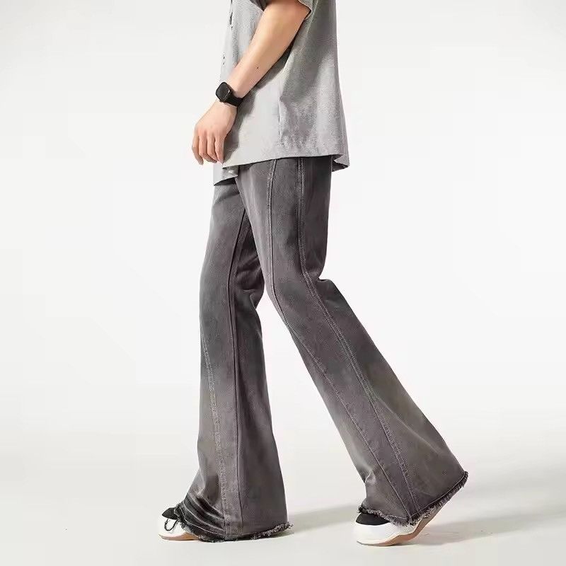 Vintage Grey Flared Denim Jeans - High-Quality, Distressed Finish Size US 27 - 5 Thumbnail
