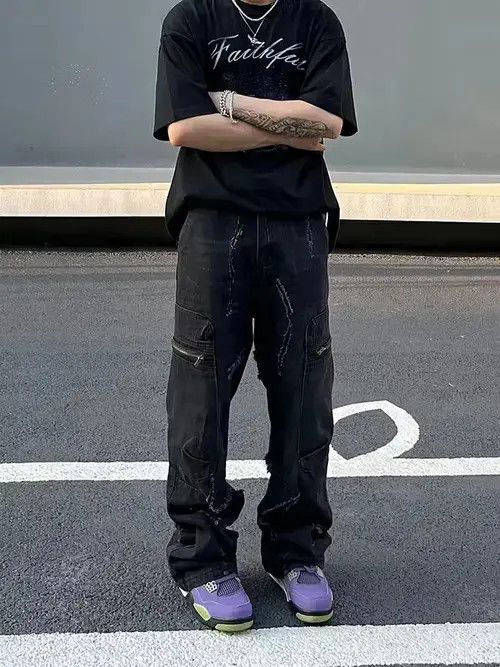 VIBE distressed damaged cargo ripped jeans Size US 30 / EU 46 - 3 Thumbnail