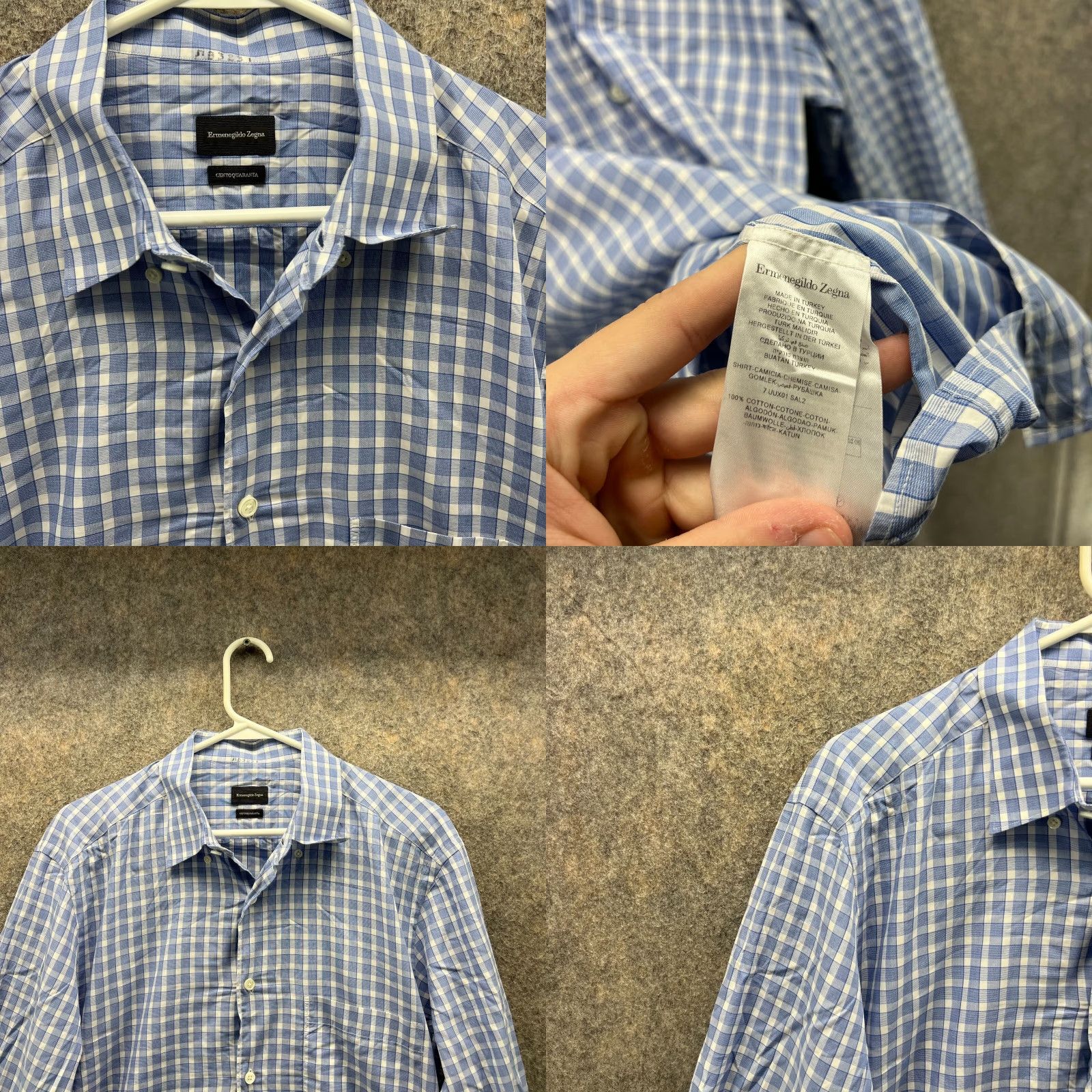 Ermenegildo Zegna VINTAGE Ermenegildo Zegna Shirt Large Blue White Striped Button Down Cento Quaranta Collared Button-Up Mens Regular Size US L / EU 52-54 / 3 - 8 Thumbnail