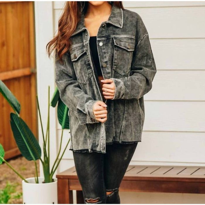 Designer SOUTHERN GRACE Good Timing Corduroy Jacket In Black Grailed