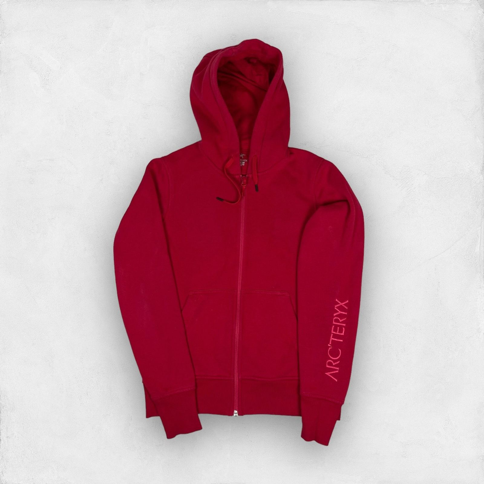 Arcteryx Red Cotton Fleece Lined Full Zip Hoodie Medium