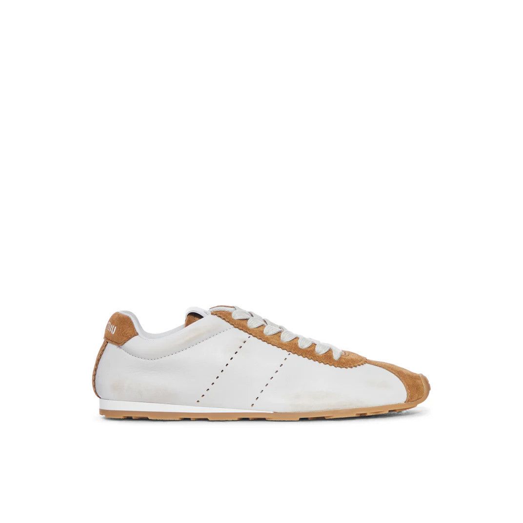 MIU MIU Plume $950 White/Brown Sneakers New And Authentic (W