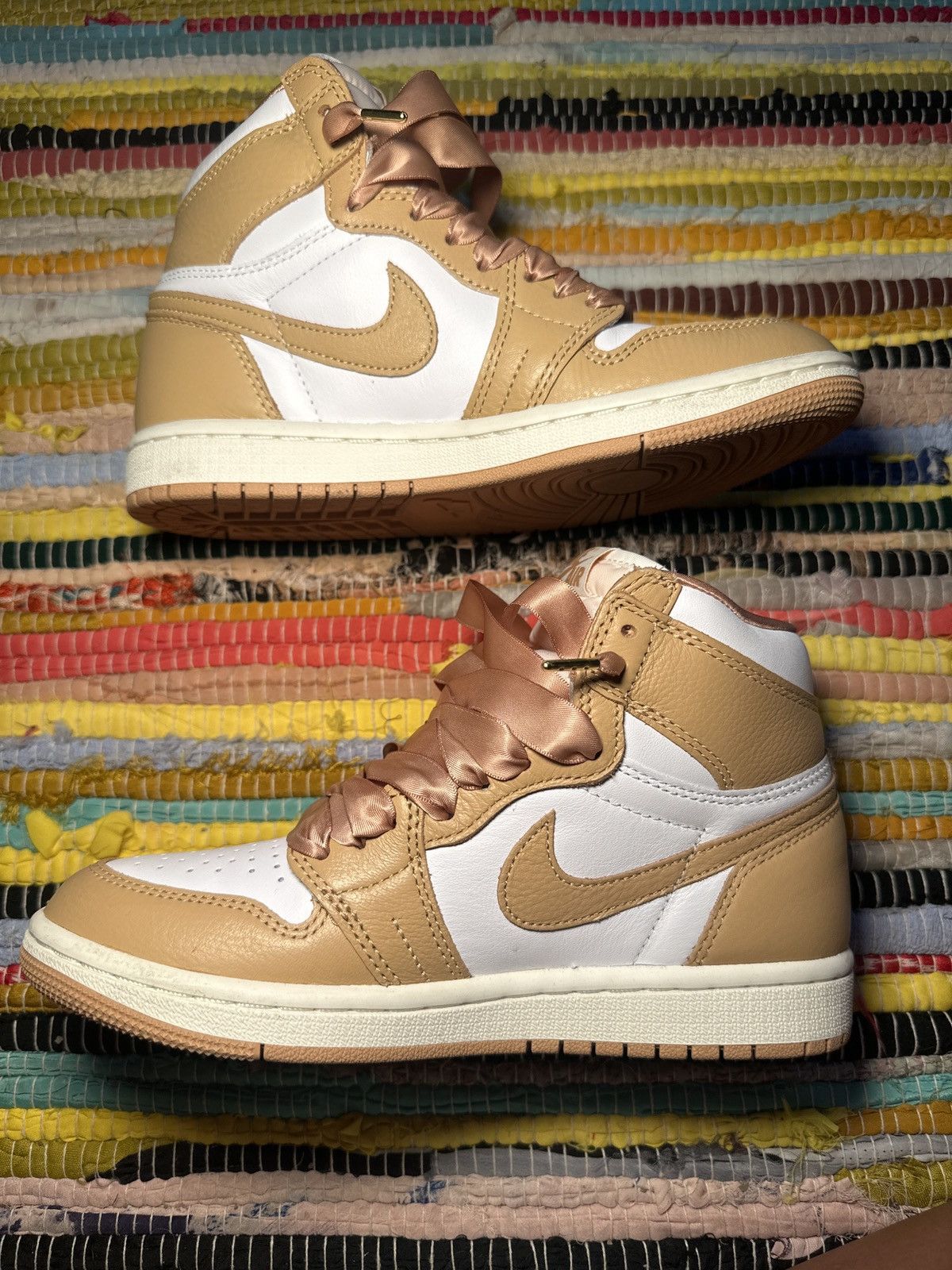 image of Jordan Brand 1 Retro Shoes in Cream, Women's (Size 5.5)