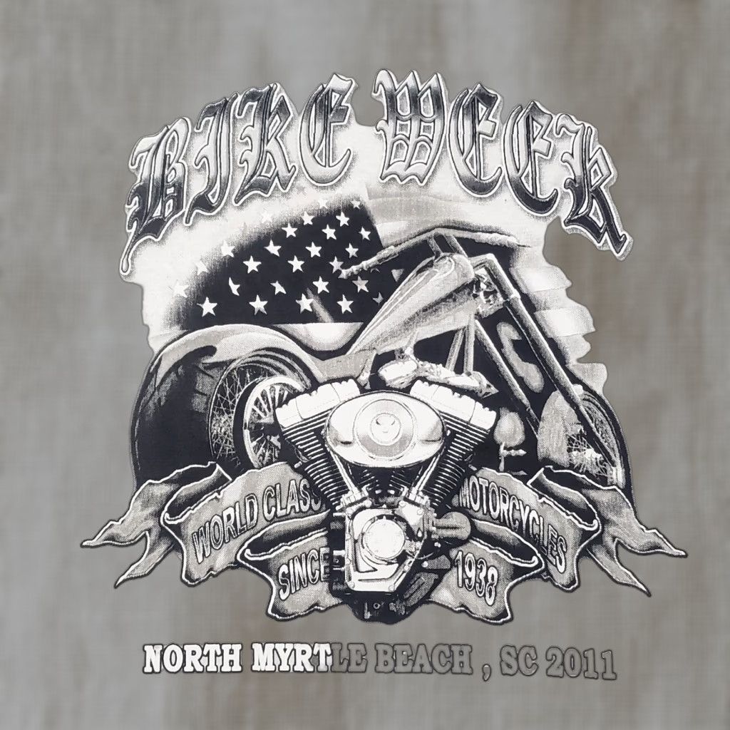 Vintage Myrtle Beach Bike Week Tee T Shirt Motorcycle 2011 Adult Men's XL Extra Large Shirt Men XL White Beach Graphic 2000s 2010s Bicycle Skeleton Size US XL / EU 56 / 4 - 1 Thumbnail