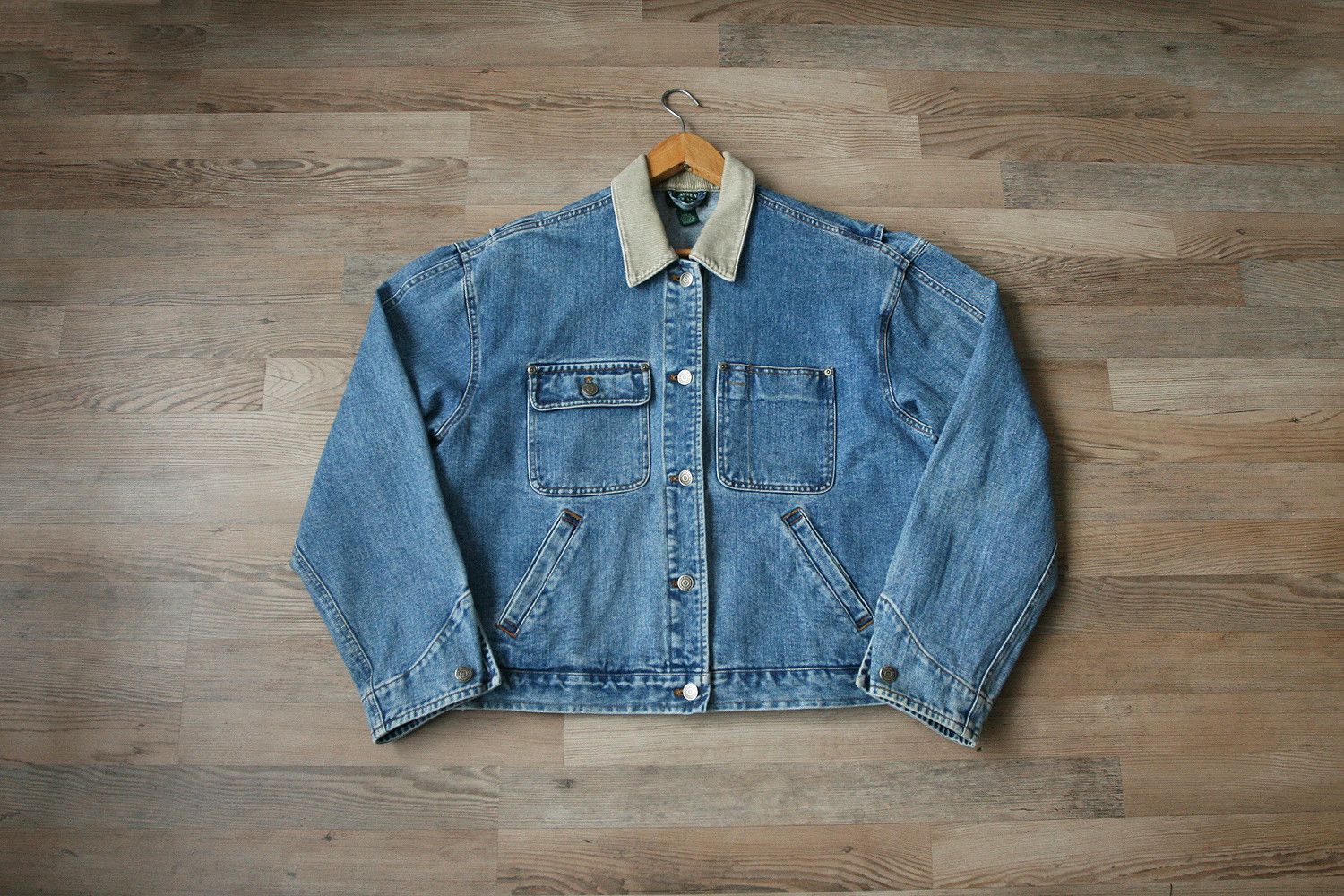 image of Polo Ralph Lauren x Ralph Lauren Vintage Ralph Laurent Denim Jacket Corduroy Collar Kanye West in B