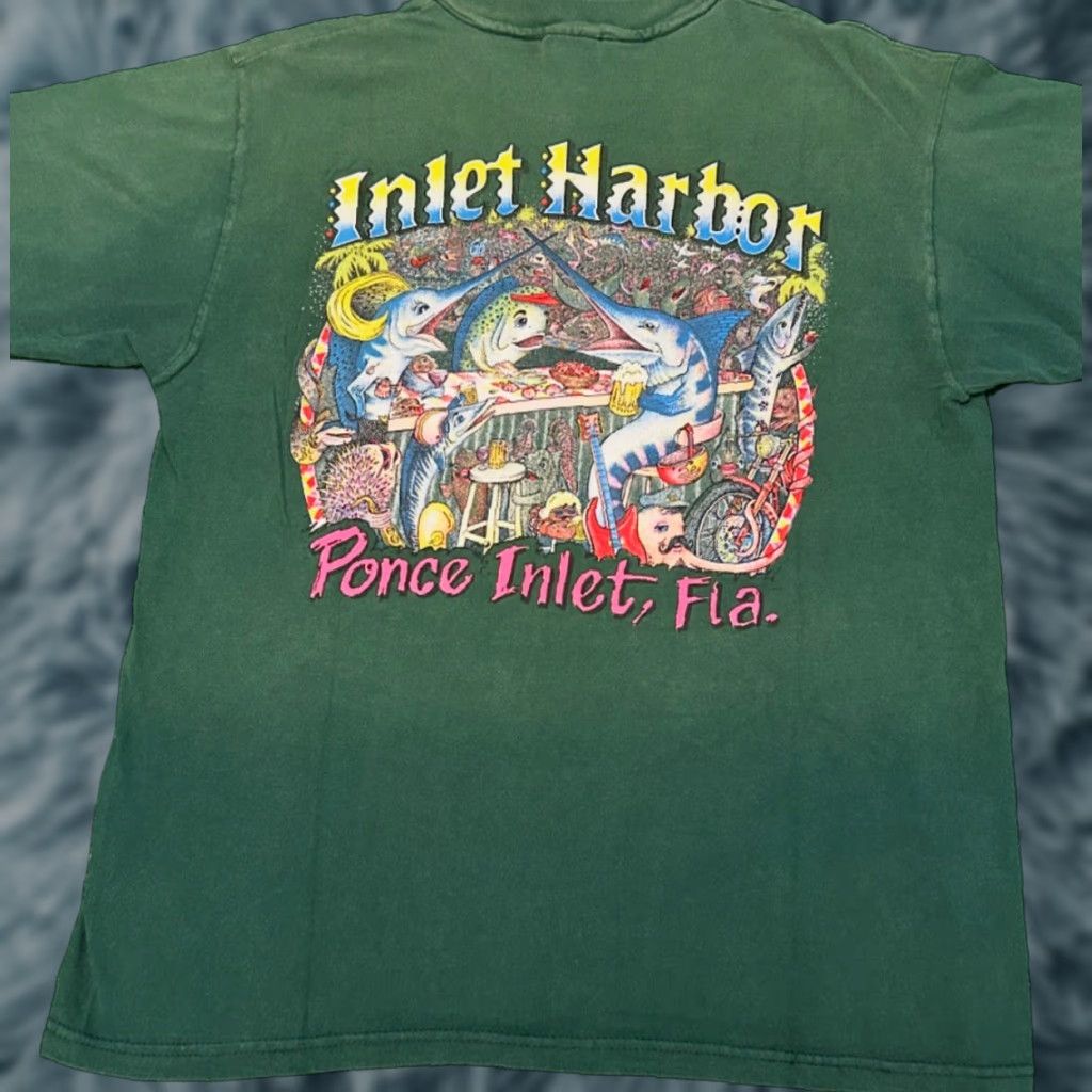 Vintage VINTAGE 90s Ponce Inlet Florida Bike Week Biketober 1997 VTG Shirt Mens L Biker Shirt Green Mens L Size US L / EU 52-54 / 3 - 1 Thumbnail