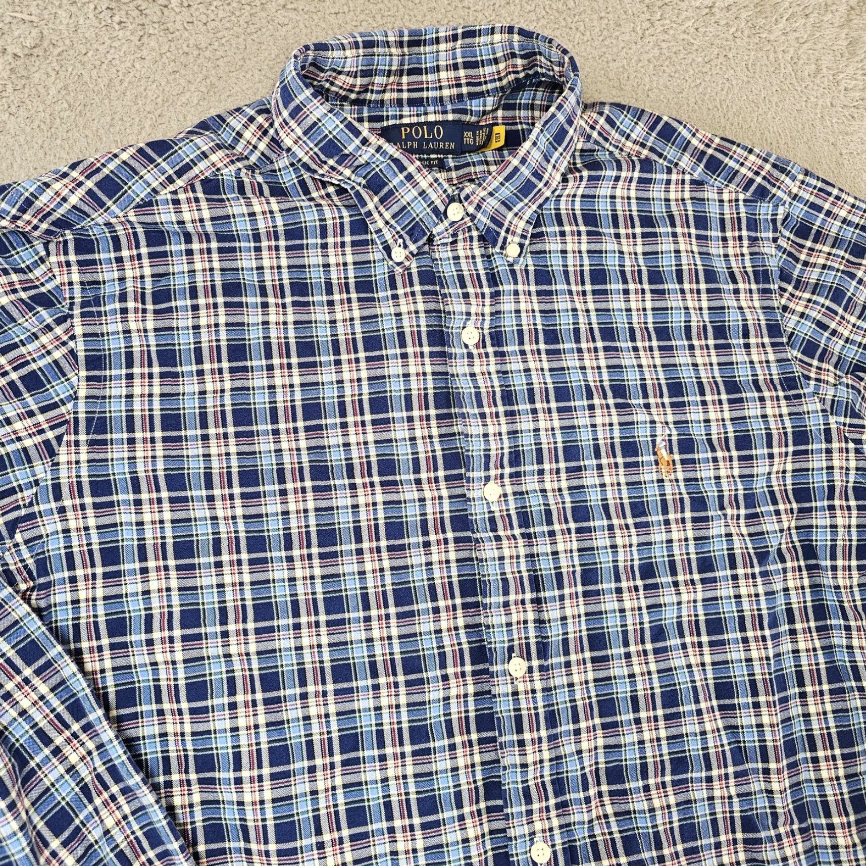 Polo Ralph Lauren Polo Ralph Lauren Shirt Mens 2XL Blue Plaid Classic Fit Long Sleeve Button Up Size US XXL / EU 58 / 5 - 2 Thumbnail