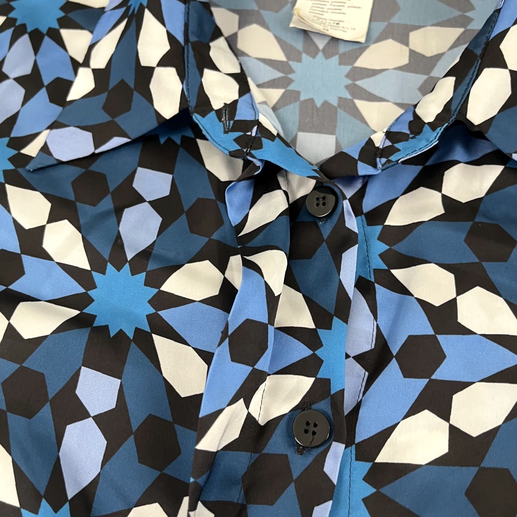 Marina Rinaldi Marina Rinaldi Shirt Womens Size MX 25 US 16 Blue Geometric Artsy Button Up Top Size XXL / US 16-18 / IT 52-54 - 7 Thumbnail