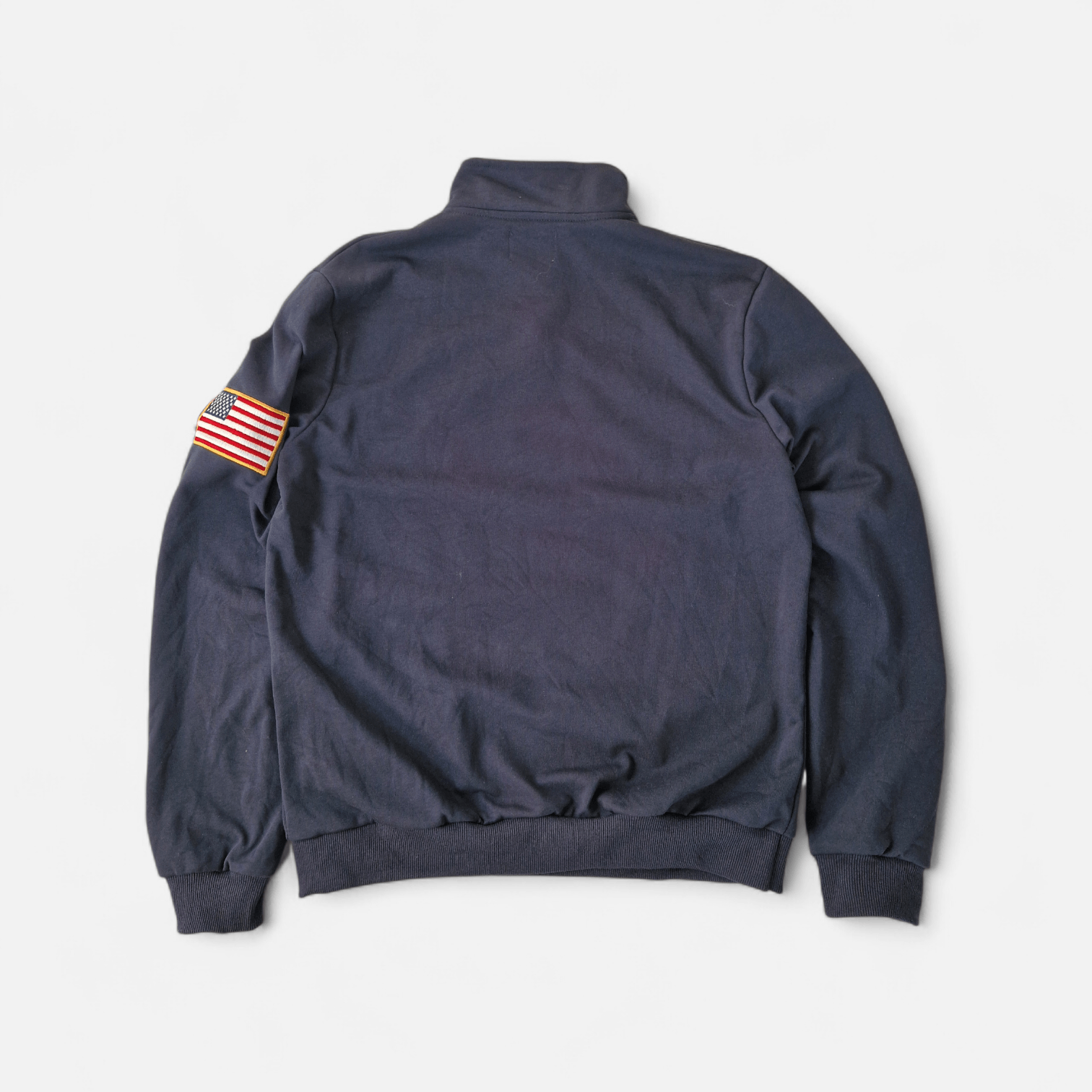 Vintage Epstein Navy Quarter Zip Pullover w/ USA Flag Patch – Size M Size US M / EU 48-50 / 2 - 5 Thumbnail