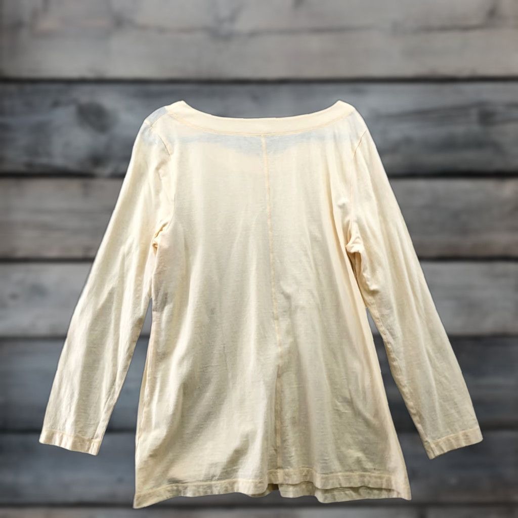 J. Jill J. Jill T Shirt Womens L Yellow Organic Cotton Long Sleeve Round Neck Shirt Contemporary Basic Casual Tunic Size L / US 10 / IT 46 - 1 Thumbnail