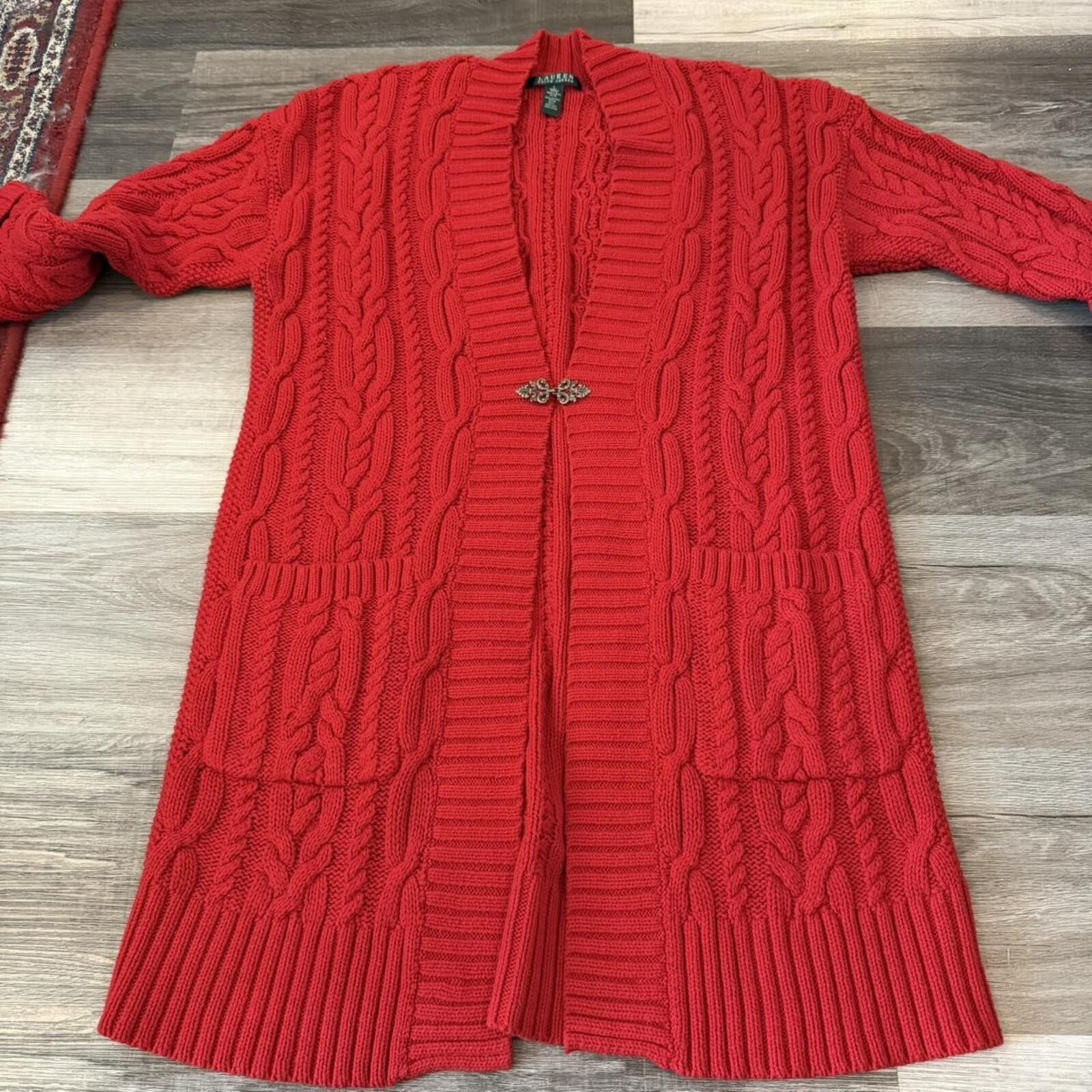 Lauren Ralph Lauren Vintage Lauren Ralph Lauren cable knit long cardigan sweater Size L / US 10 / IT 46 - 6 Thumbnail