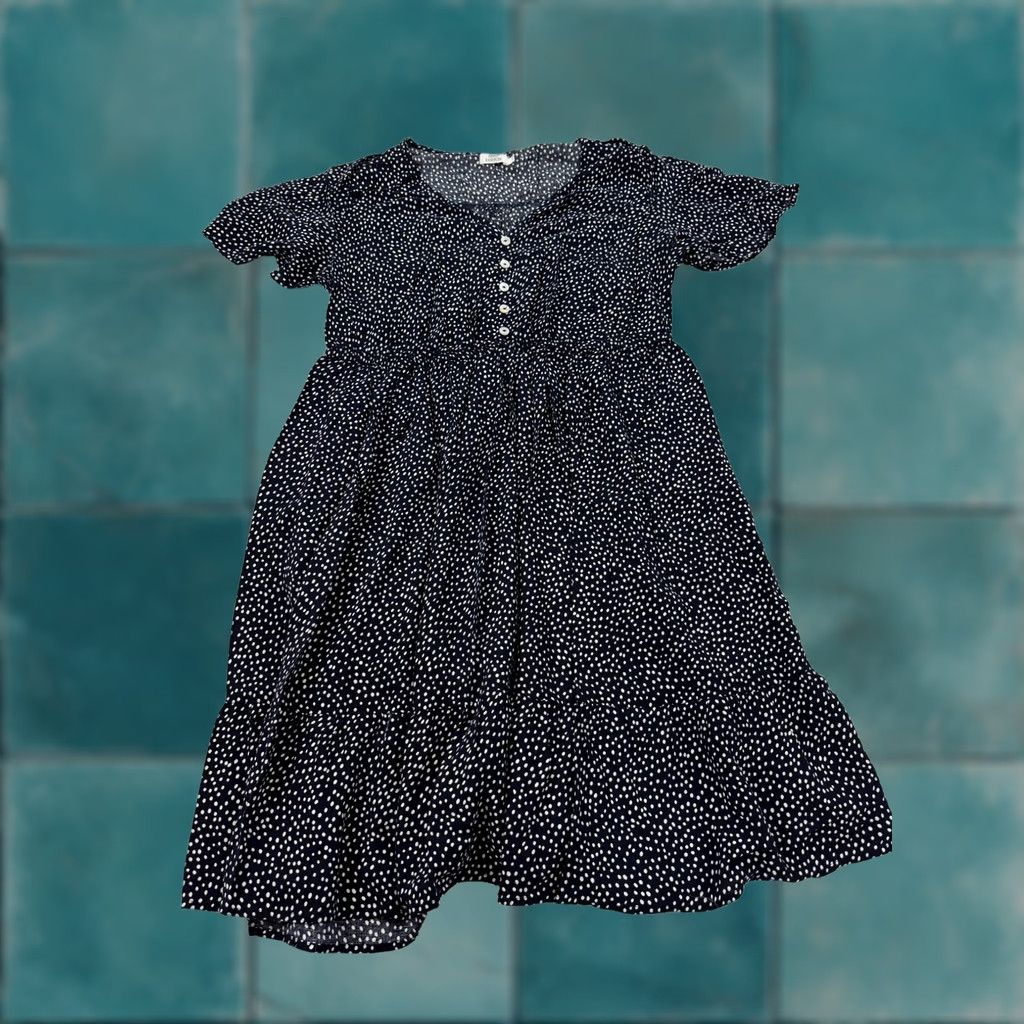 Vintage VINTAGE PINUP FASHION Dress Womens 18W Blue Polka Dot V Neck Fit & Flare Knee Length Size XXL / US 16-18 / IT 52-54 - 1 Thumbnail