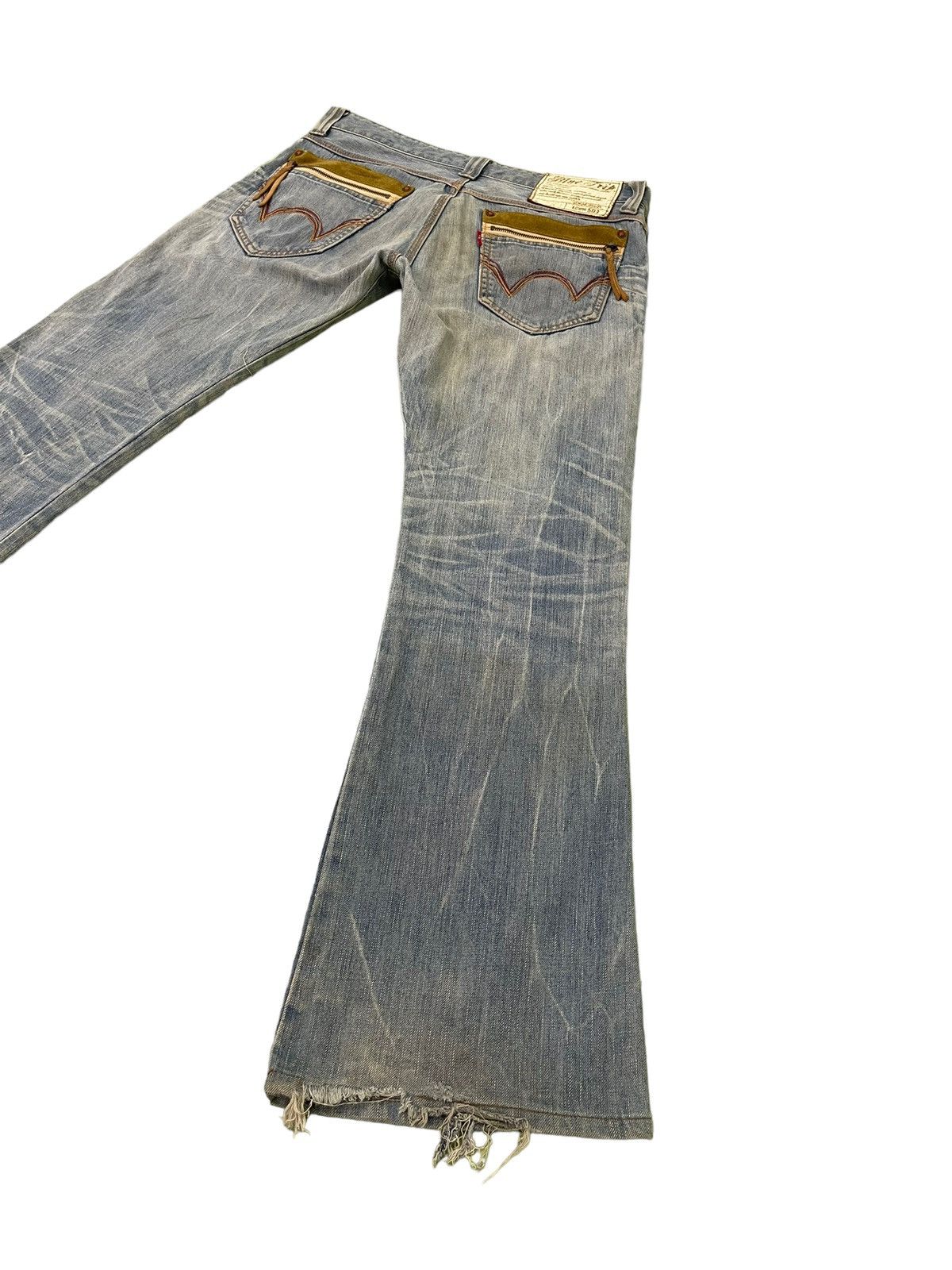 Japanese Brand Flare Jeans Edwin Japan Distress Faded Boot Cut 7🟦5 Size US 35 - 15 Thumbnail