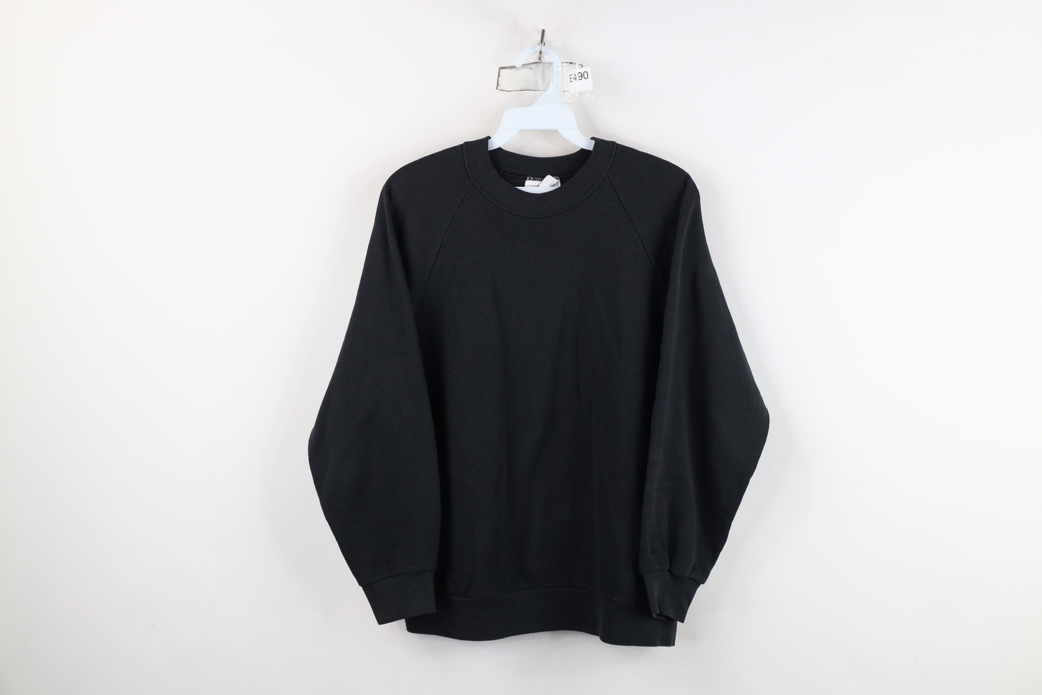 Vintage Vintage 90s Streetwear Faded Blank Crewneck Sweatshirt Black Size M / US 6-8 / IT 42-44 - 1 Thumbnail