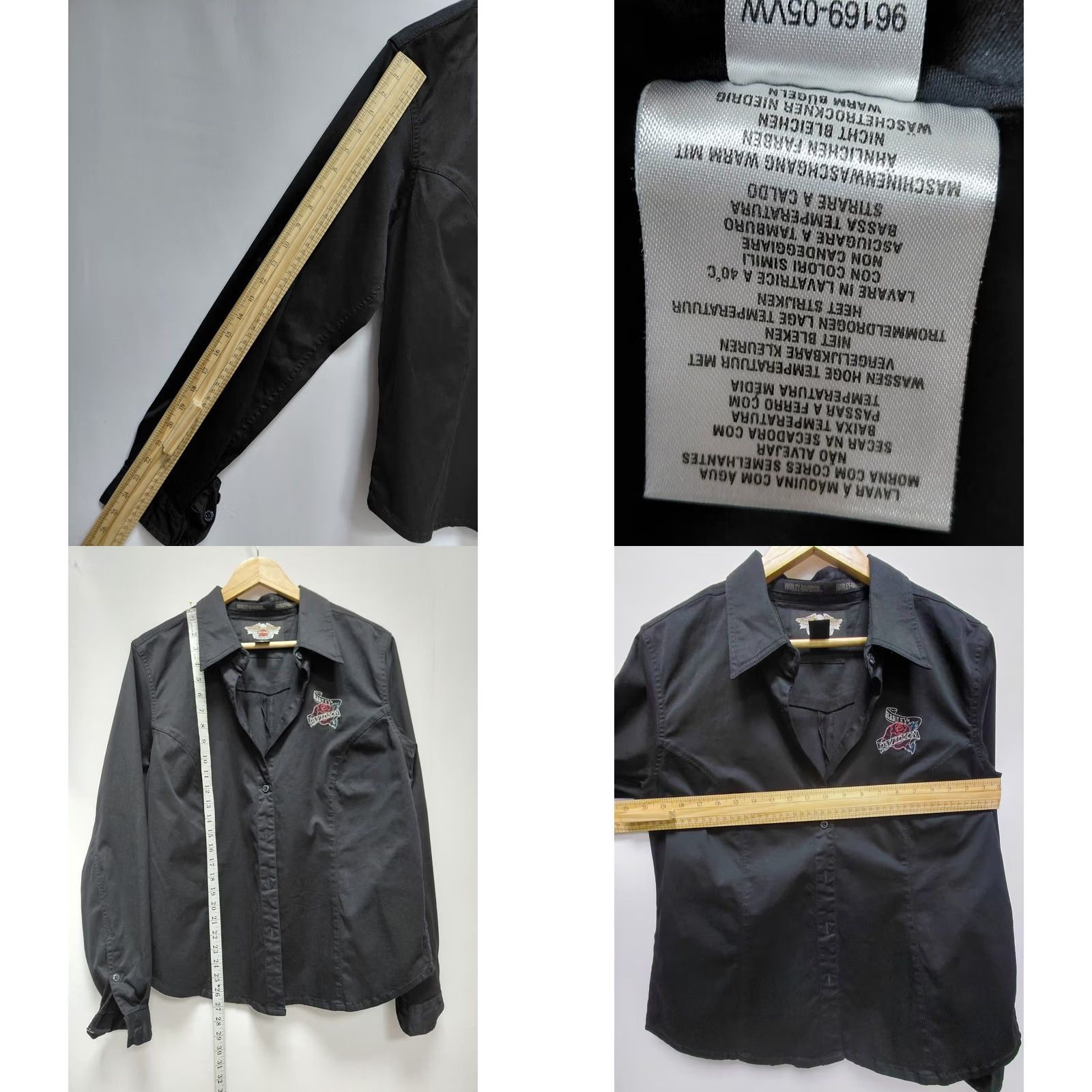 Harley Davidson Harley-Davidson Shirt XL Black Embroidered Button-Up Long Sleeve Solid Size US XL / EU 56 / 4 - 8 Thumbnail