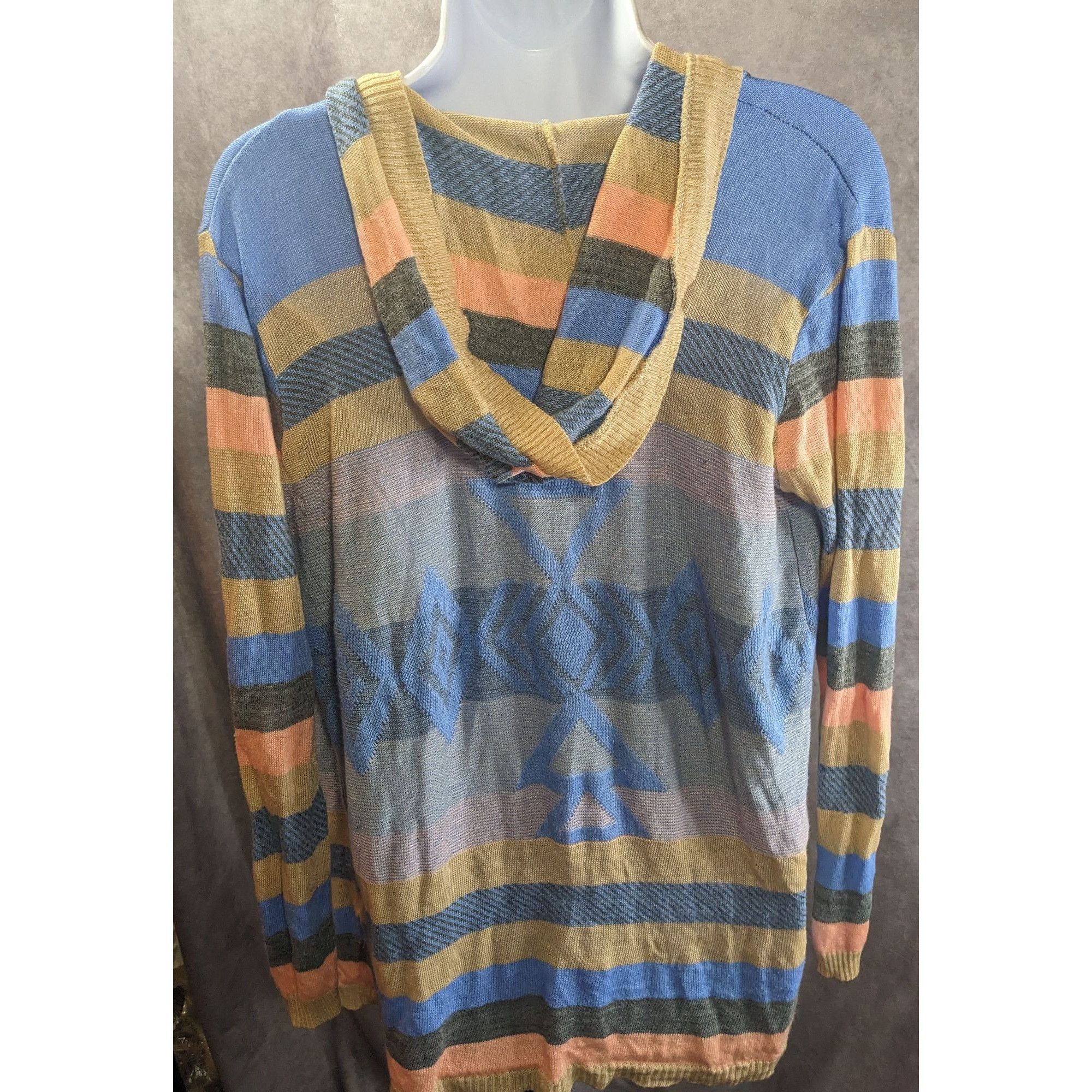 Other Say What? Southwestern Open Front Hooded Cardigan Striped Kn Size S / US 4 / IT 40 - 3 Thumbnail