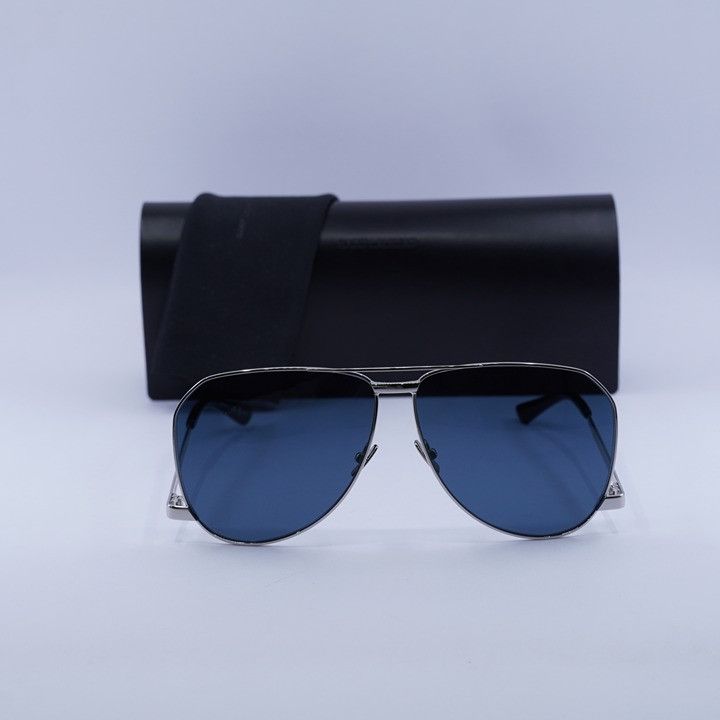 Saint Laurent Paris Saint Laurent SL690 DUST 003 Sunglasses Silver Aviator Frame Size ONE SIZE - 10 Thumbnail
