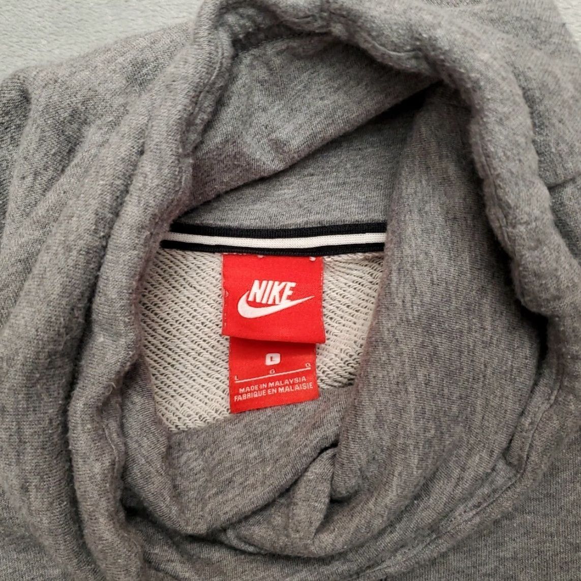Nike Nike Hoodie Womens Large Gray Cowl Funnel Neck Sweatshirt Drawstring Casual Logo Pattern Solid Pullover Size L / US 10 / IT 46 - 4 Thumbnail