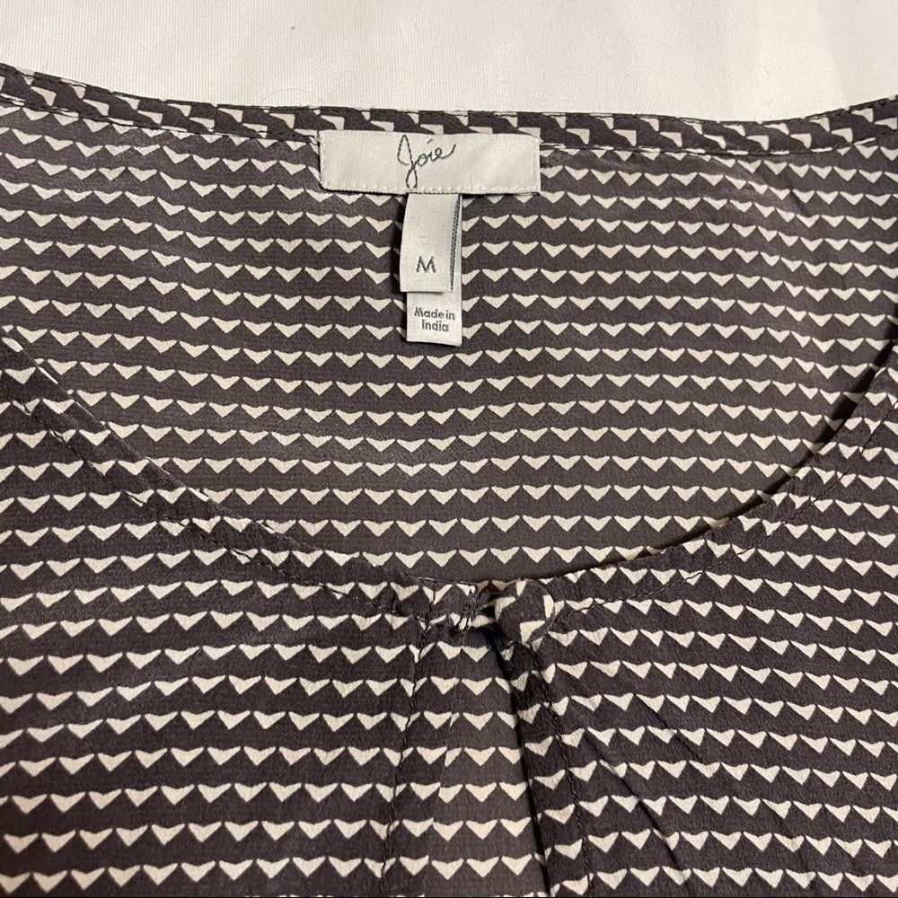 Joie Joie Charcoal & White Long Sleeve Silk Blouse Size M Size M / US 6-8 / IT 42-44 - 7 Thumbnail