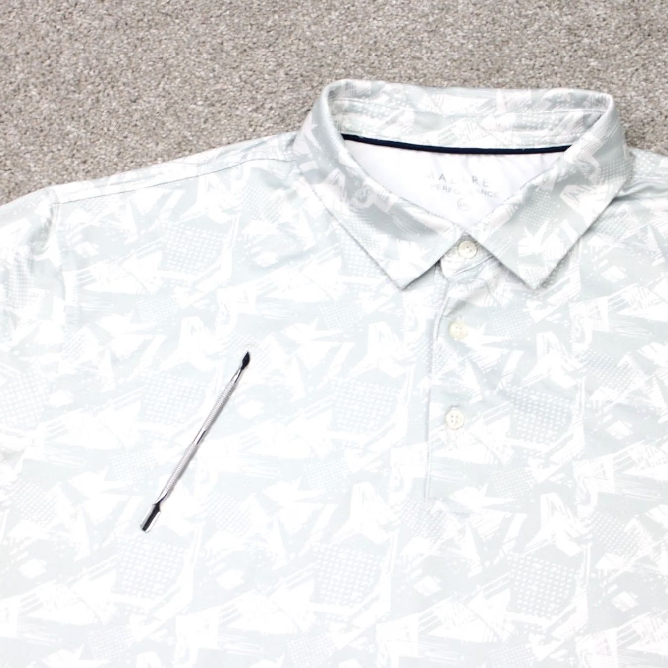 Vintage Maelreg Performance Polo Shirt Men 2XL XXL Gray Floral Stretch Short Sleeve Size US XXL / EU 58 / 5 - 5 Thumbnail