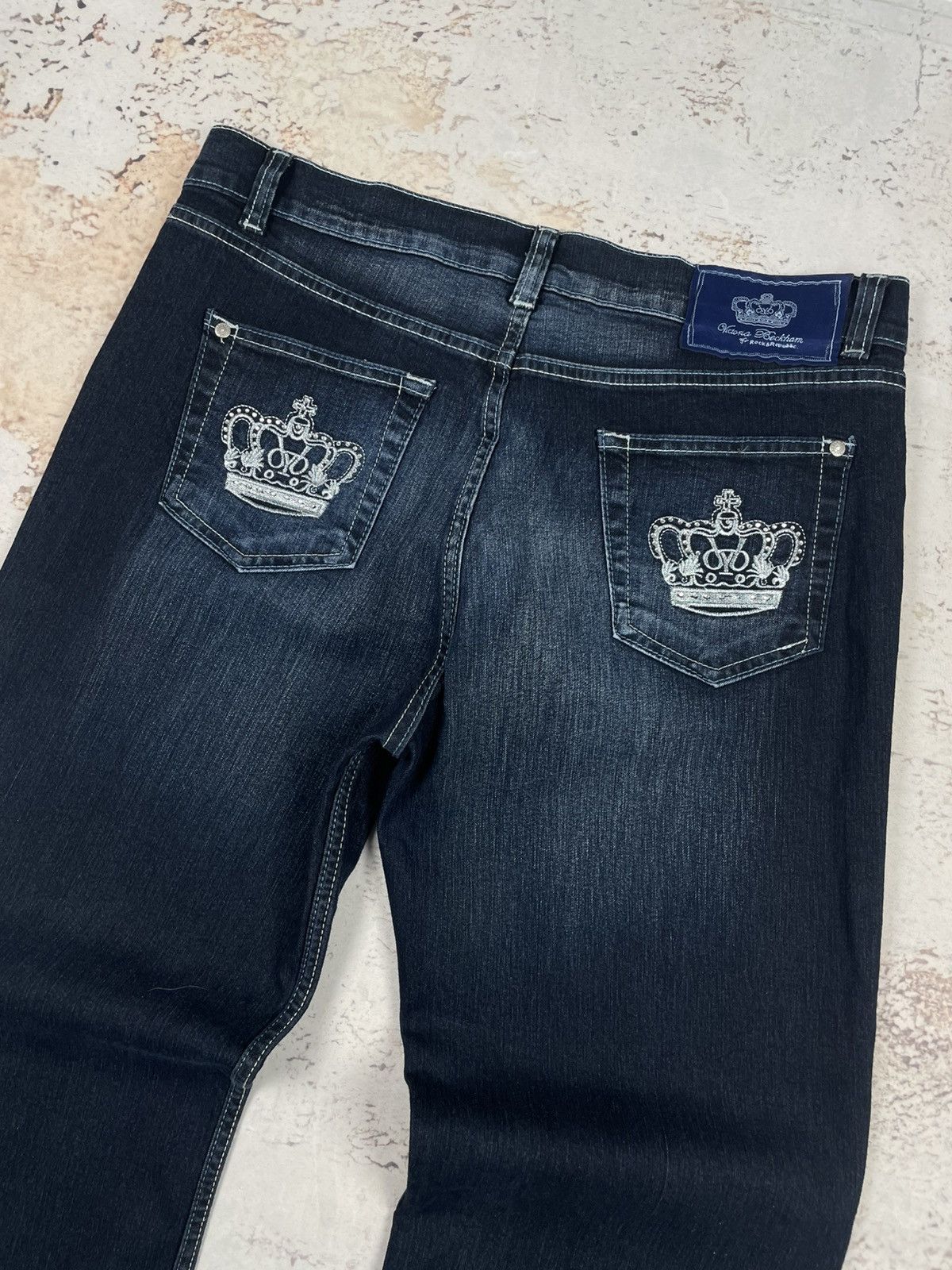 Victoria Beckham Victoria Beckham W34 L32 Jeans – Bootcut Fit, Navy, Drip egv Size 34" / US 12 / IT 48 - 3 Thumbnail