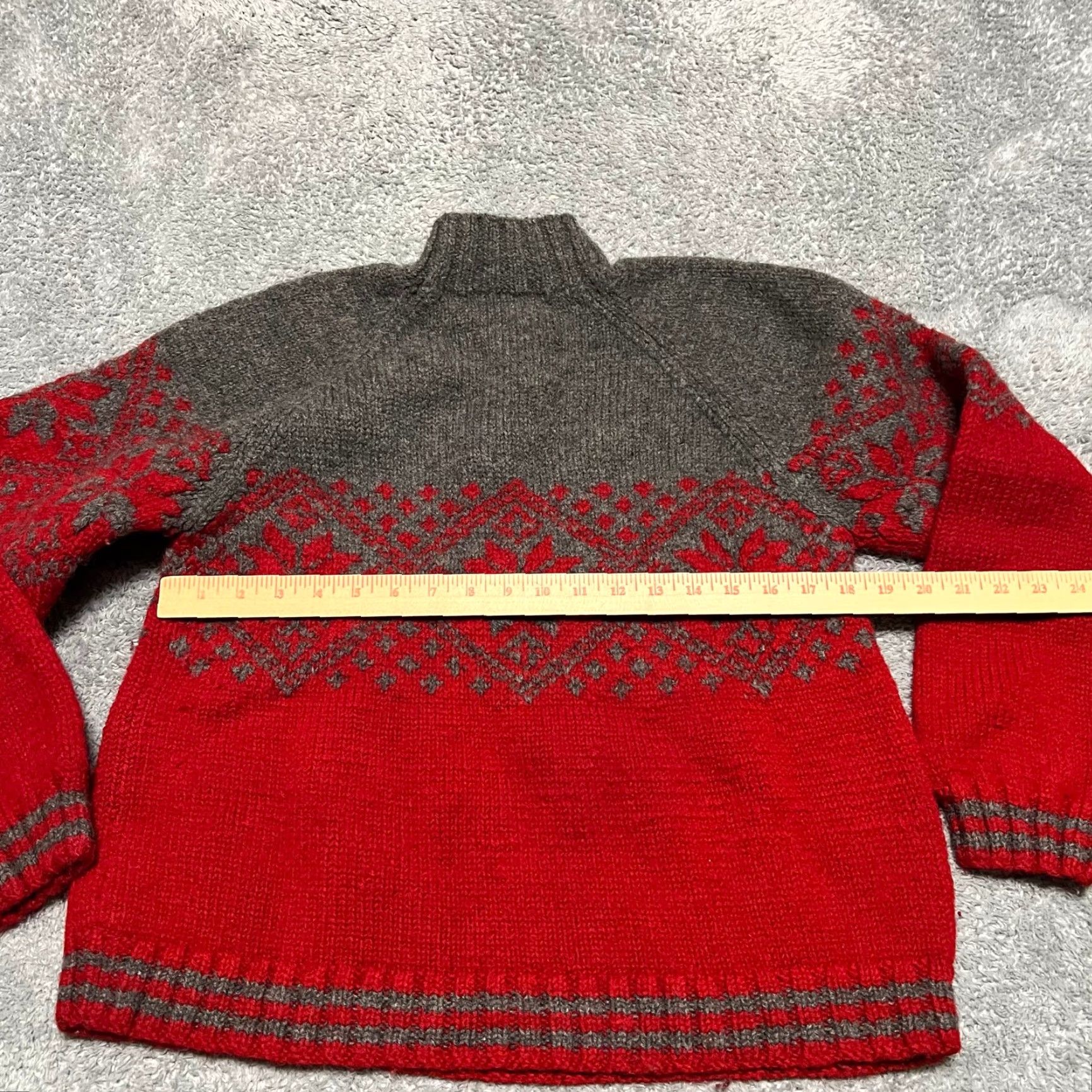 J.Crew J.Crew Sweater Mens L 100% Wool Gray & Red Fair Isle 1/4 Zip Pullover Men Size US L / EU 52-54 / 3 - 4 Thumbnail