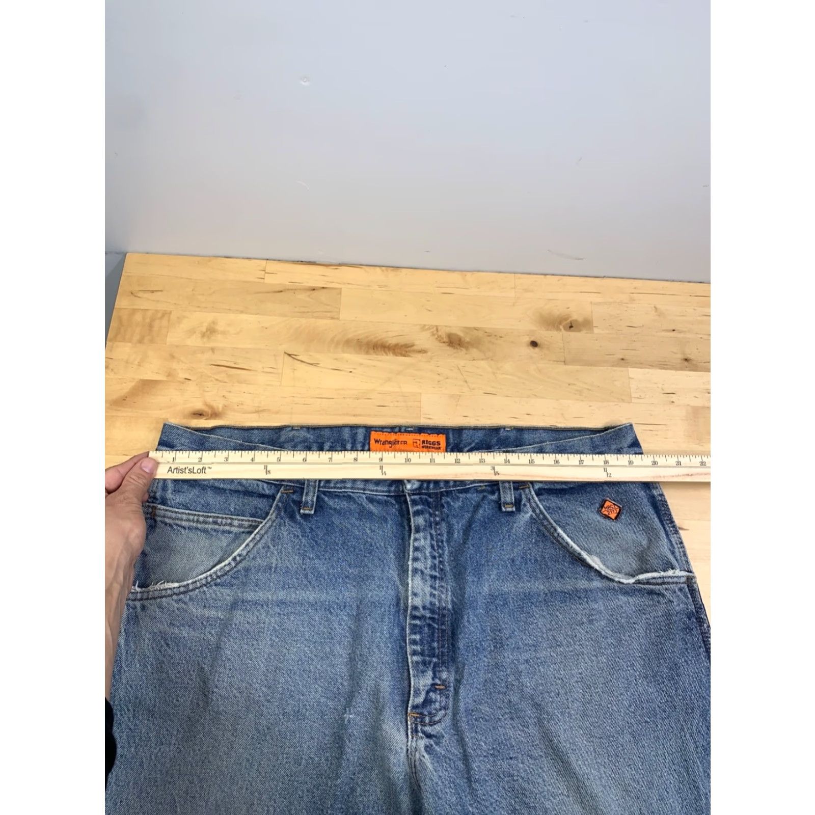 Wrangler Wrangler Wrangler FR Riggs Workwear Jeans Mens 40x30 Blue Denim 5-Pocket Logo Straight 30 In Regular Vintage: No Size US 40 / EU 56 - 5 Thumbnail