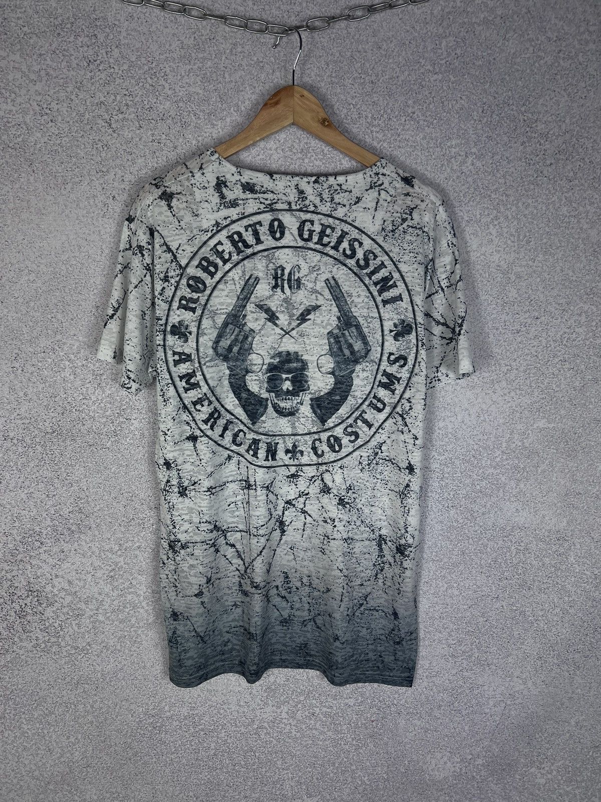 Designer Vintage Roberto Geissini American Skull T-Shirt Cowboy Tee Size US XL / EU 56 / 4 - 4 Thumbnail
