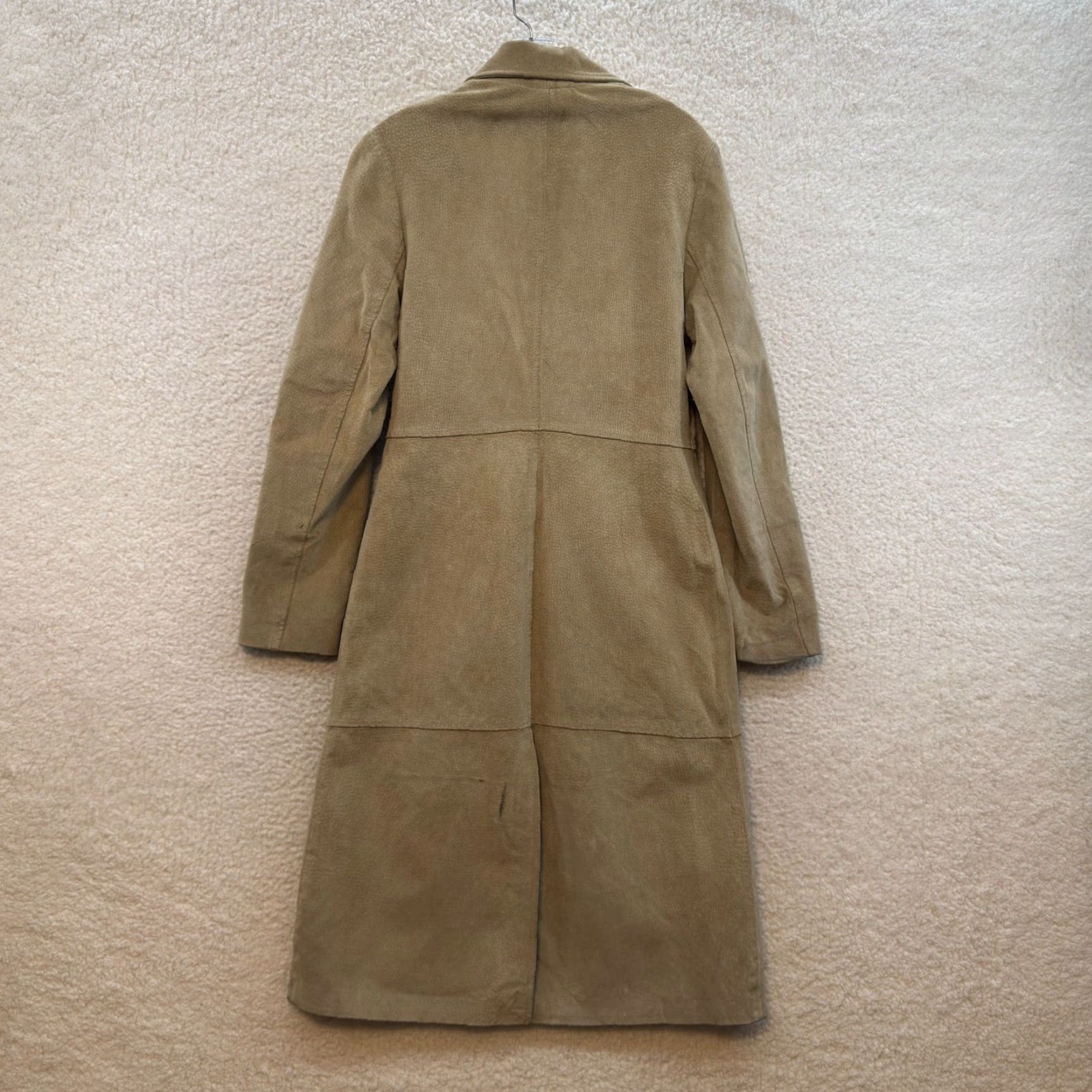 Vintage VINTAGE Leather Jacket Trench Coat Jacket Beige Khaki Tan Long Midi S Small Medium Beige Size S / US 4 / IT 40 - 2 Thumbnail