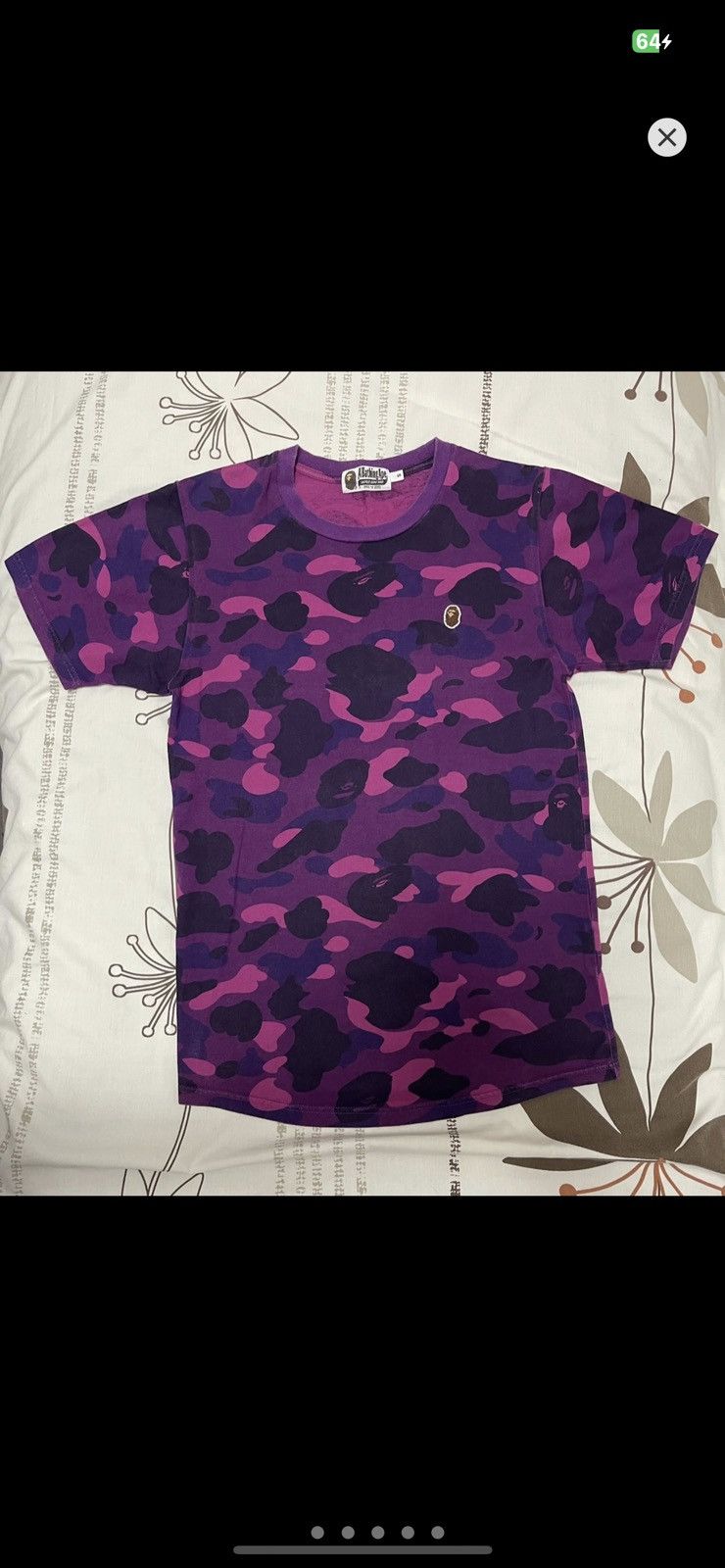 Image of Bape OG One Point Ape Head Logo Purple Camo Tee, Men's (Size Small)